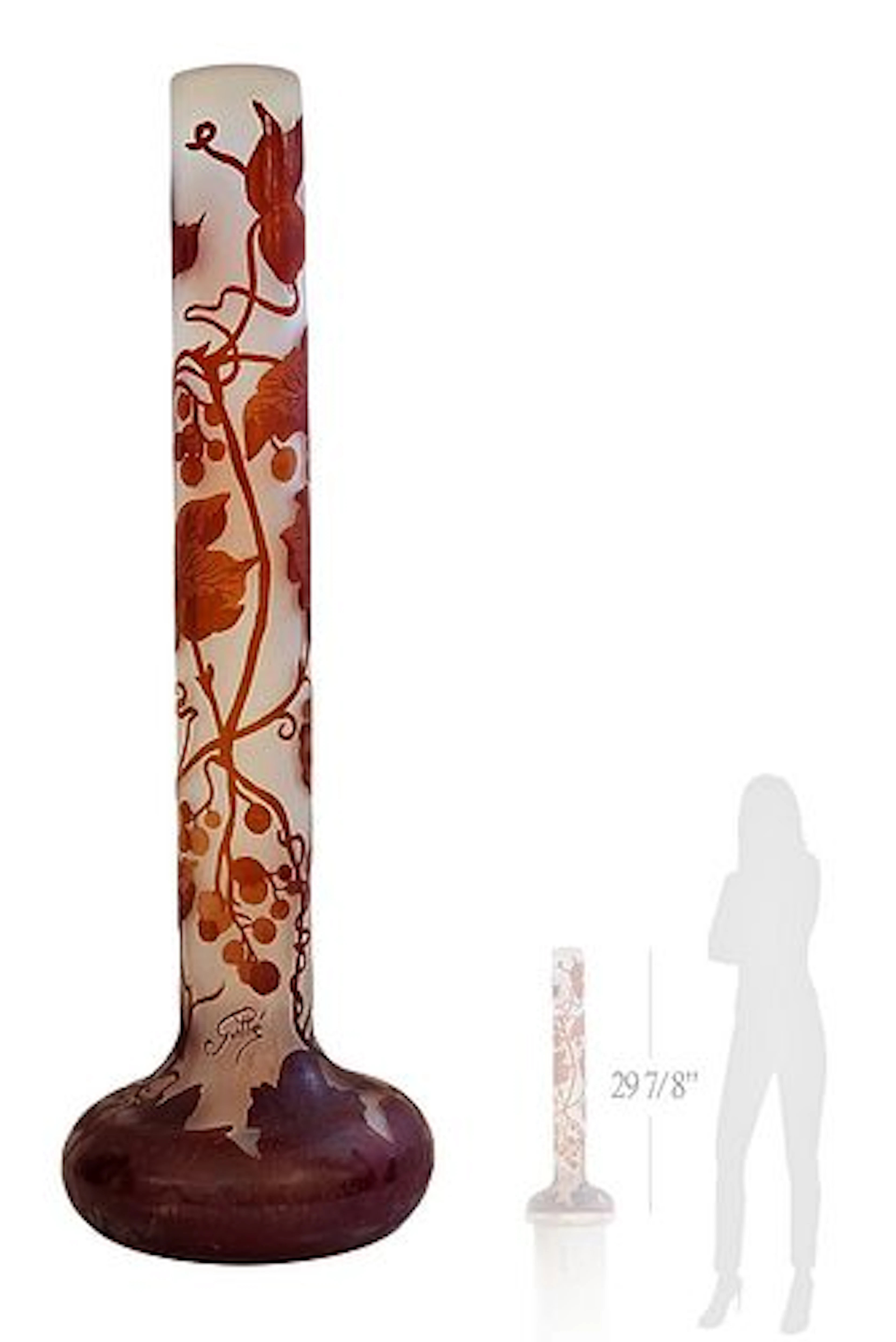 Monumental Galle Ruby Red Cameo Glass Vase