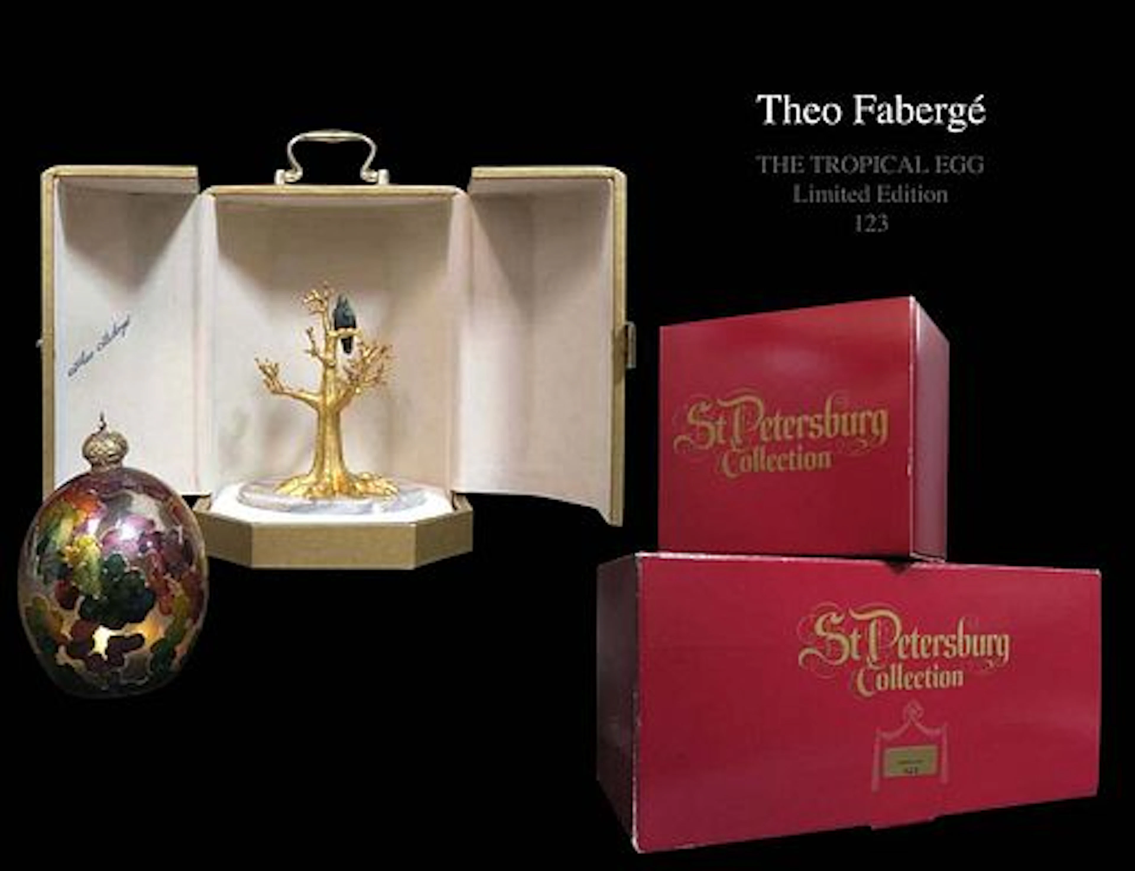 THEO FABERGE "THE TROPICAL EGG", WITH DISPLAY CASE