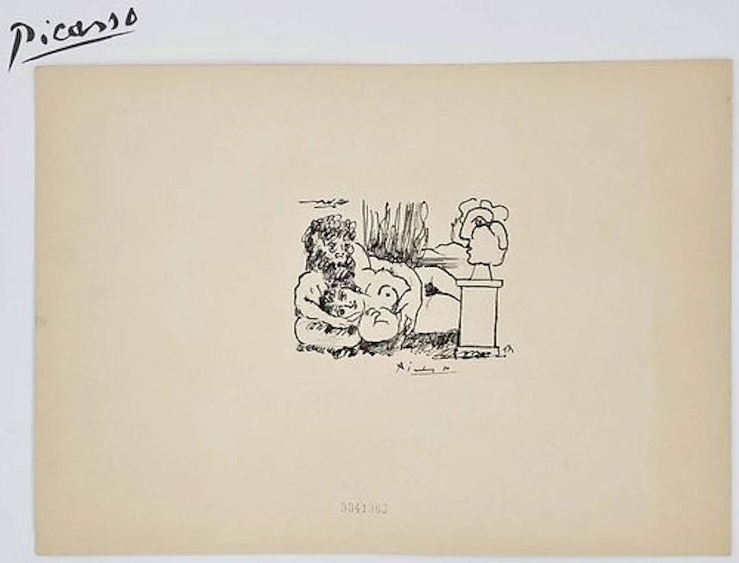 Picasso 'Escultor En Reposso' Etching Lithography Print, Signed