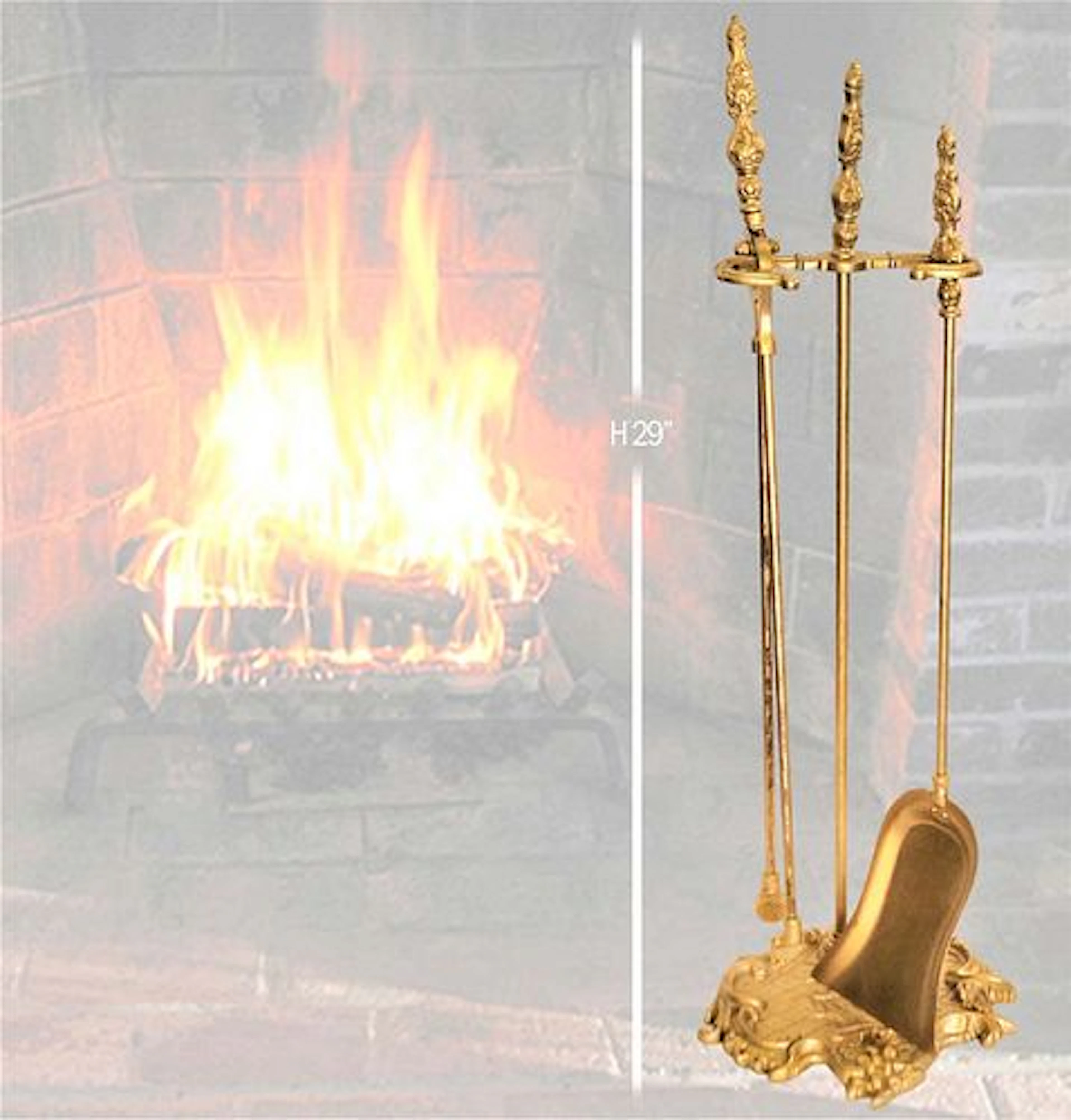 19th C. French Bronze Napoleon Fireplace accessory tools set
