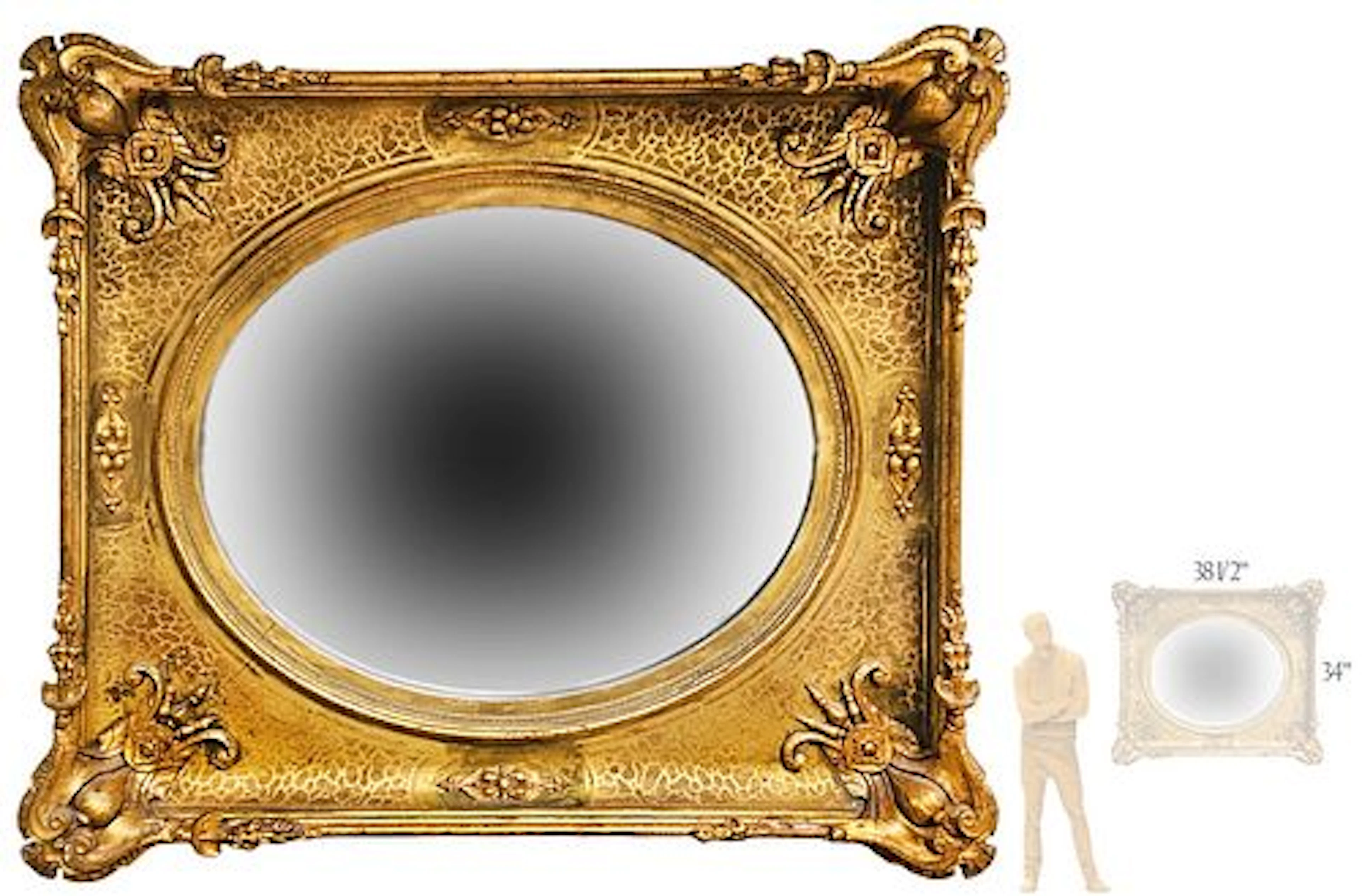 Large 19th C. French Giltwood Oval Mirror