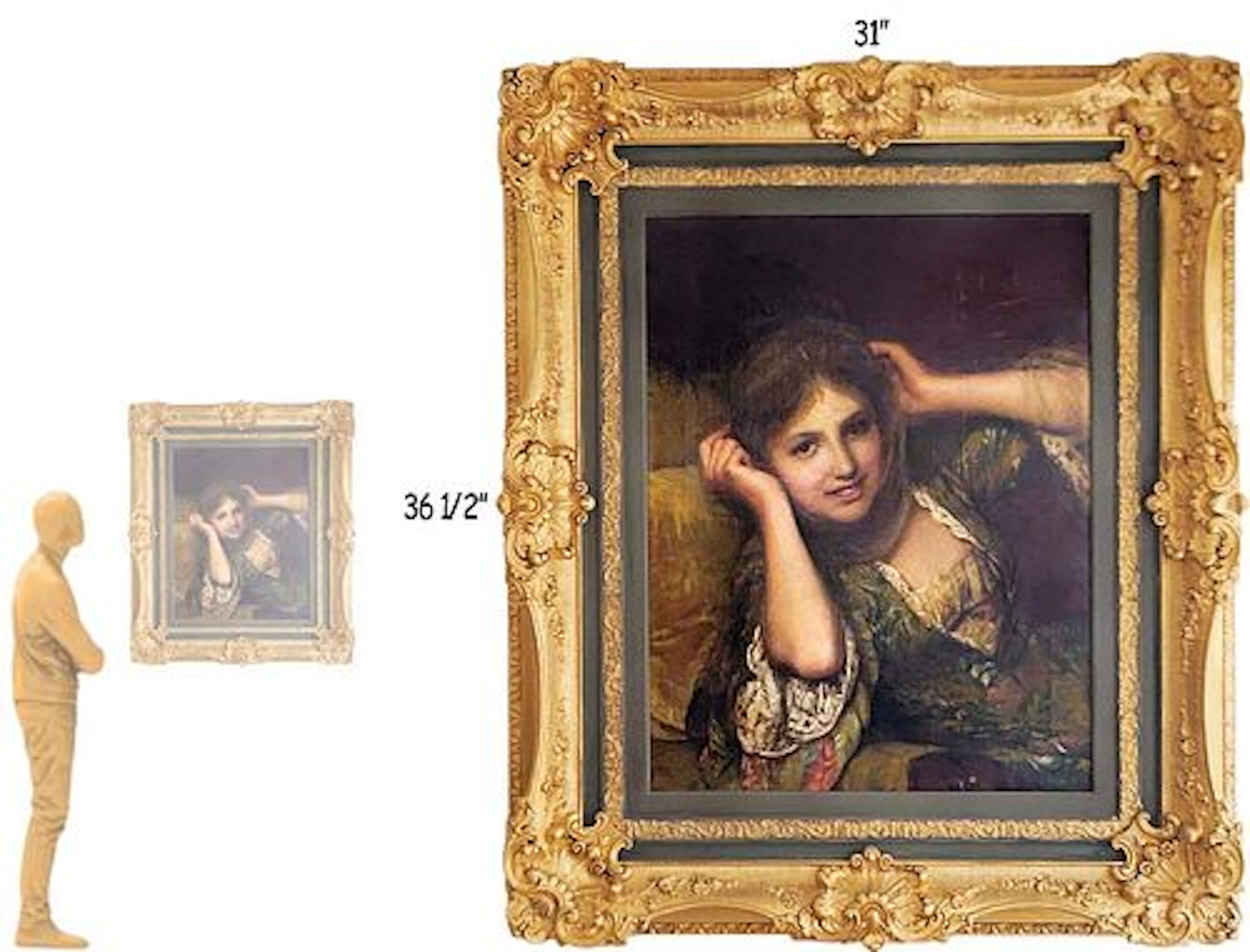 Large 19th C. Portrait Oil On Canvas Signed By G.Costa