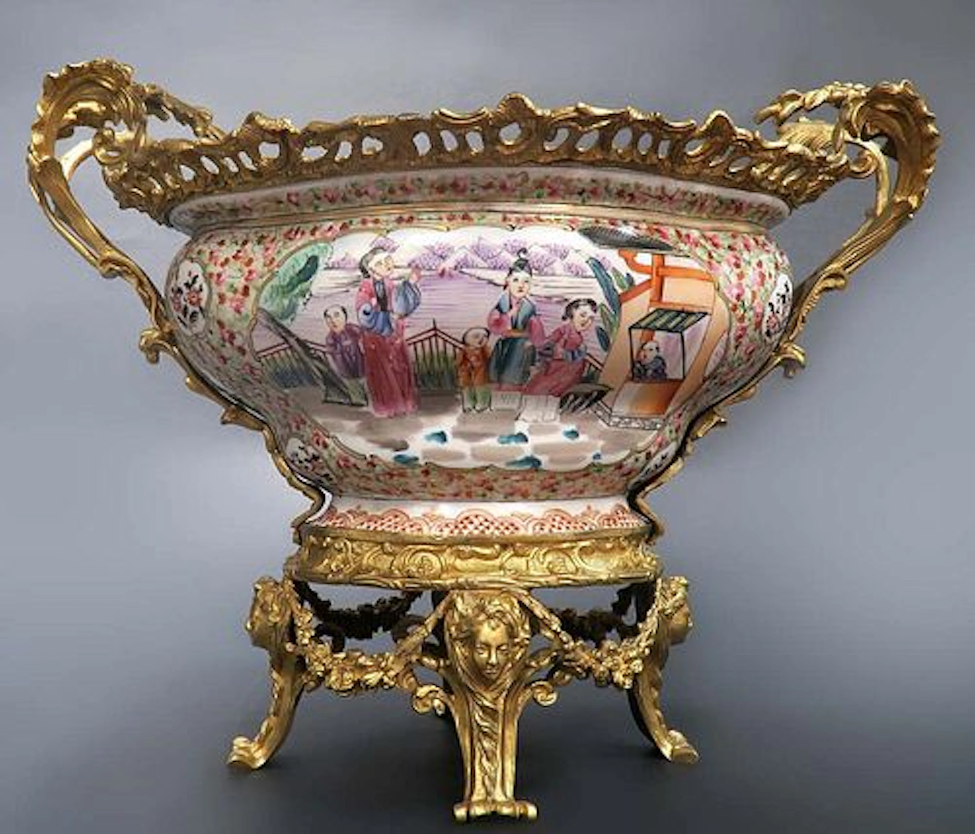 19th Century Large French Bronze Sevres Style China Order