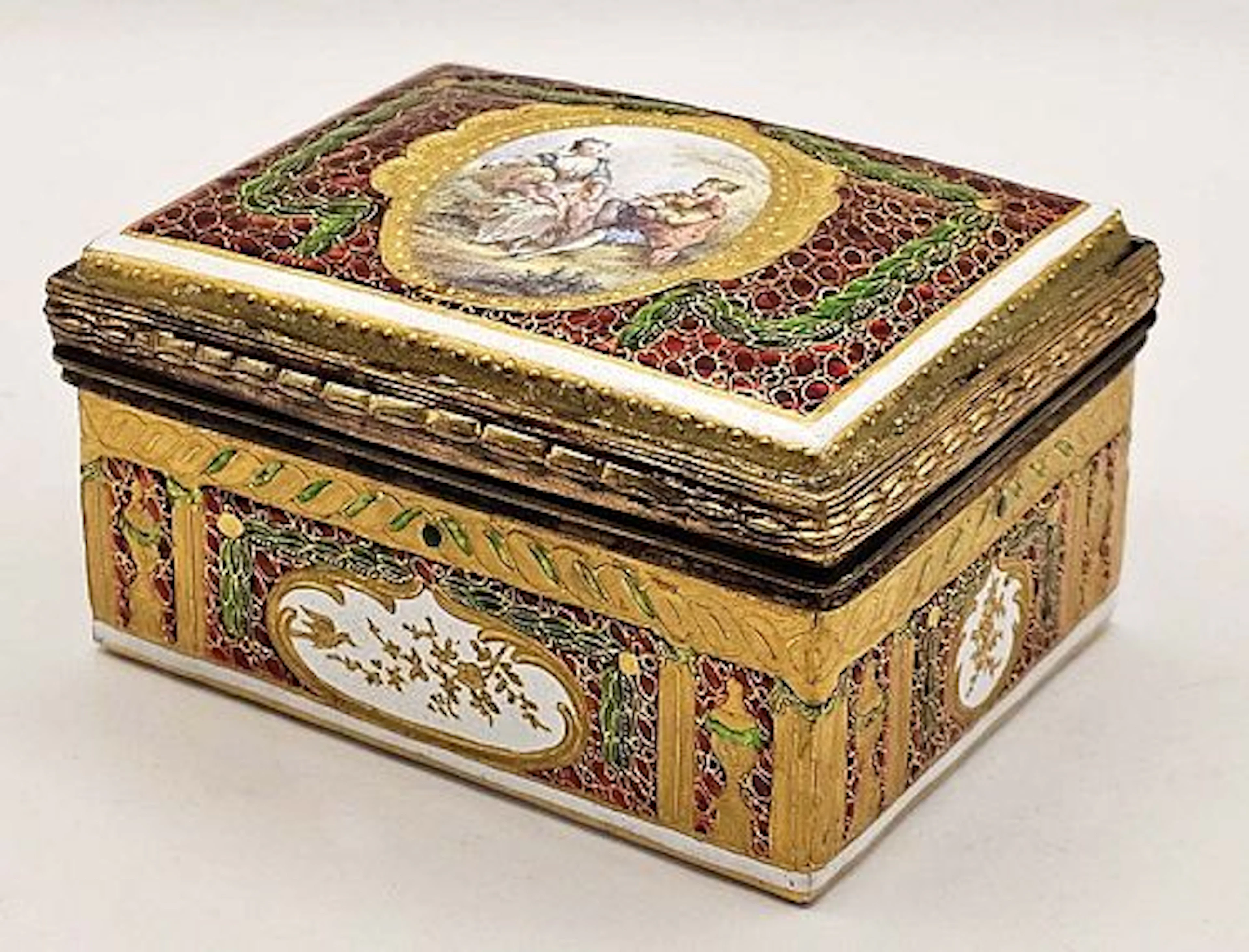 19th C. Viennese Enamel On Porcelain Trinket Box
