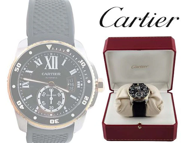 Pre-Owned Cartier Calibre De Cartier Diver Rose Gold And Stainless