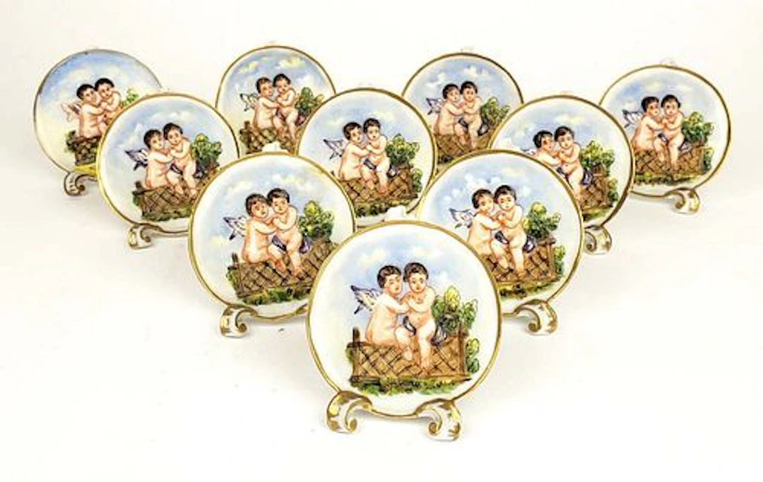 Collection of 11 Capodimonte Italian Miniature Porcelain Plates