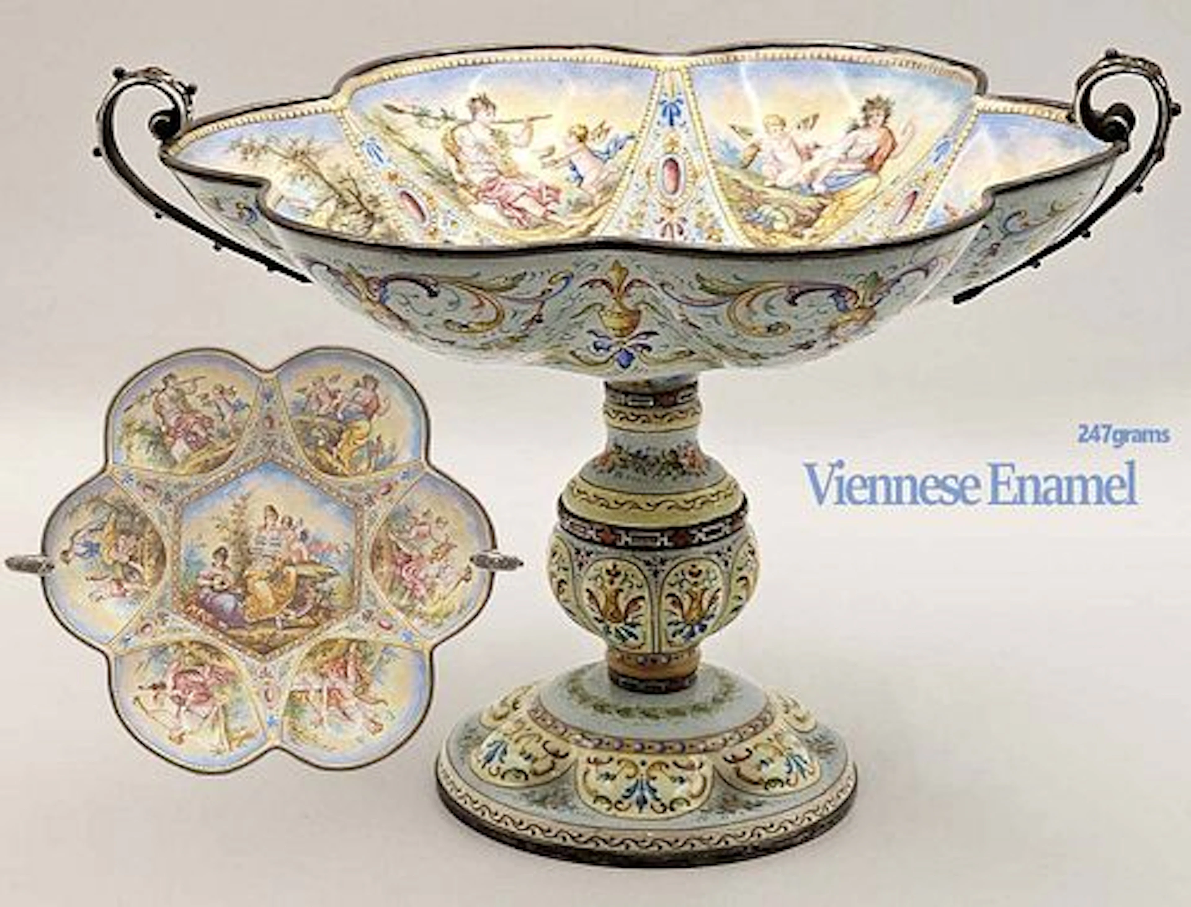 Large 19th C. Jeweled Viennese Enamel Centerpiece