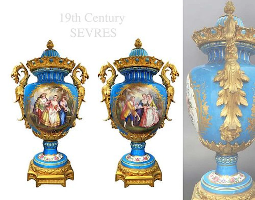 Pair of 19th C. French Sevres Meuseum Quality Vases