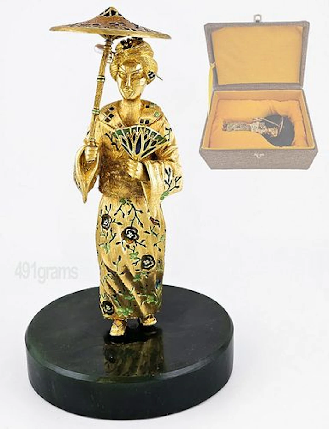 Vintage Japanese Kutani Satsuma Geisha Solid Yellow Gold (491g) Enamel