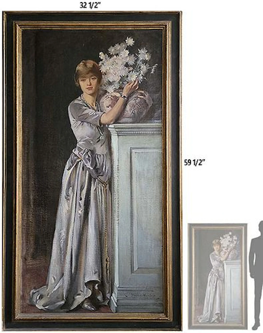 Large Oil On Canvas 'A Study in Grey' Signed By J. Young Hunter (American