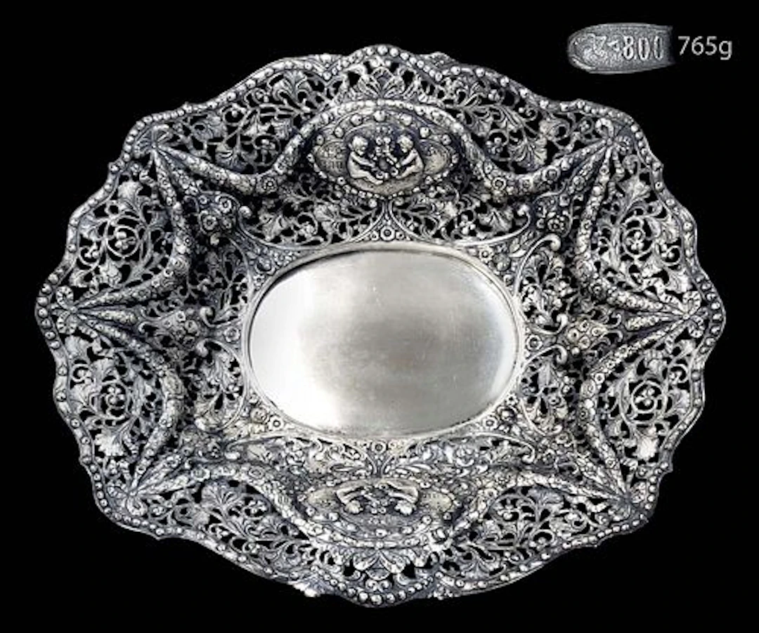 19th C. German .800 Sliver(765g) Fruit Basket / Centerpiece