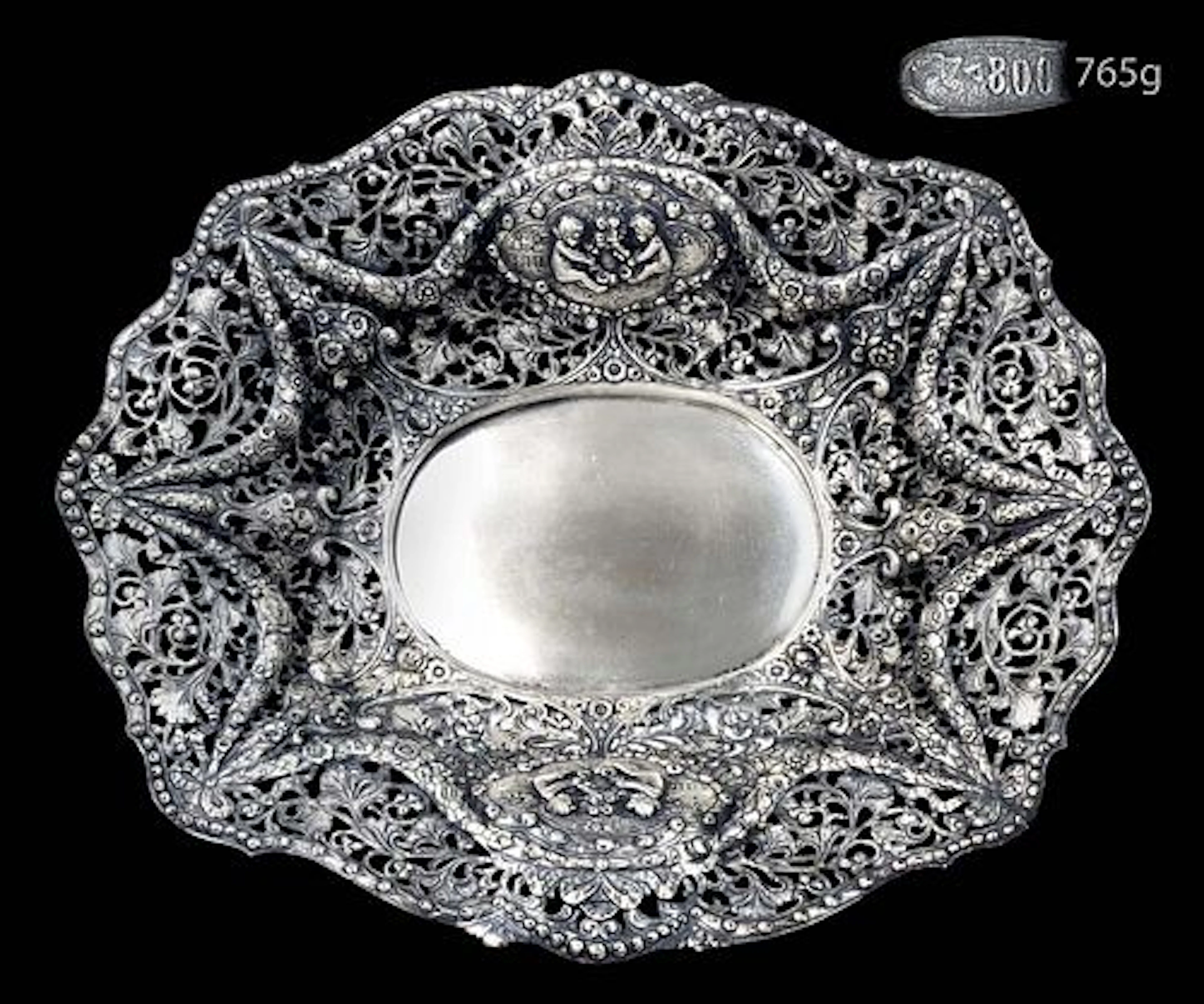 19th C. German .800 Sliver(765g) Fruit Basket / Centerpiece