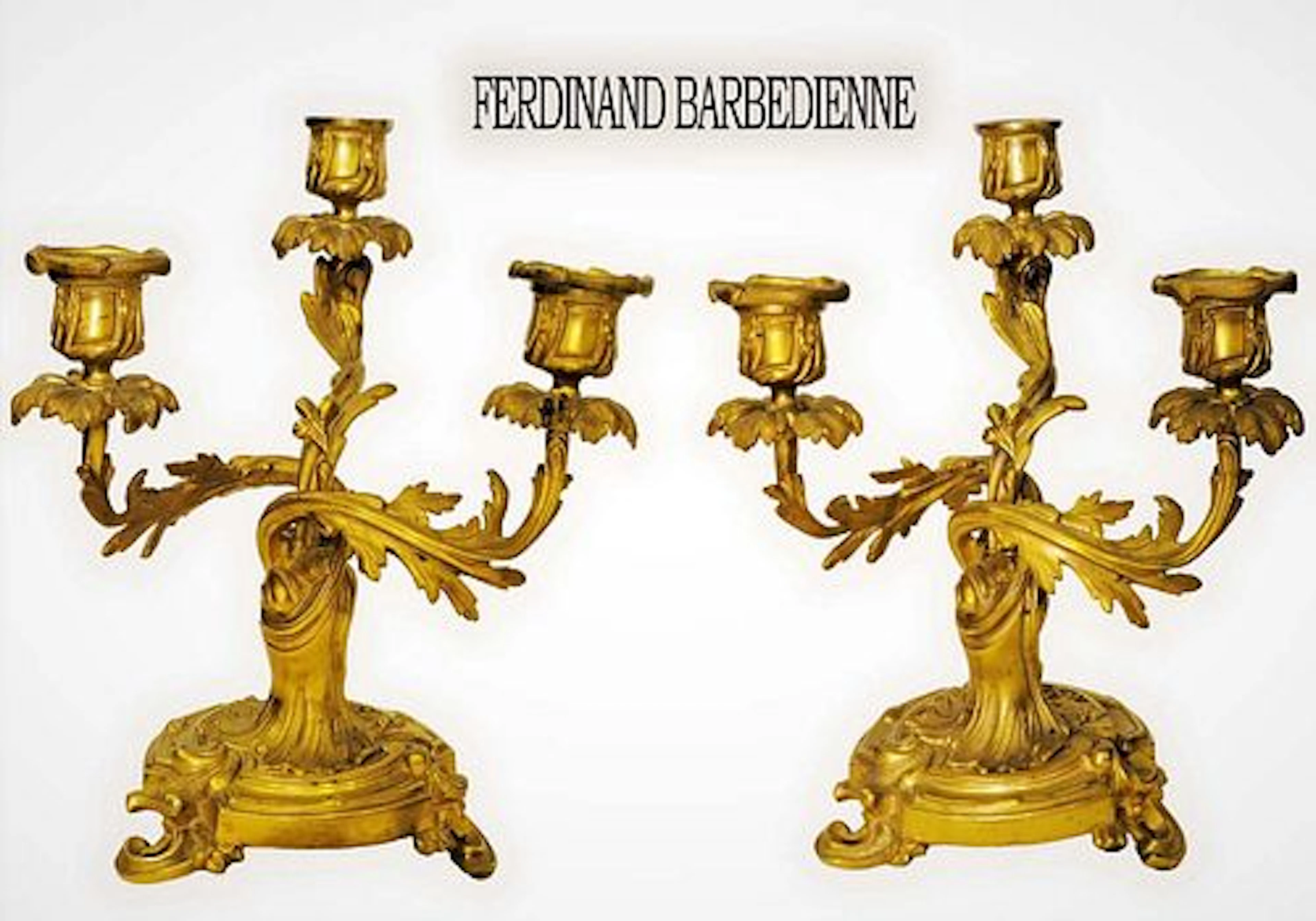 Pair Of Signed 19th Century French Ferdinand Barbedienne Gilt Bronze