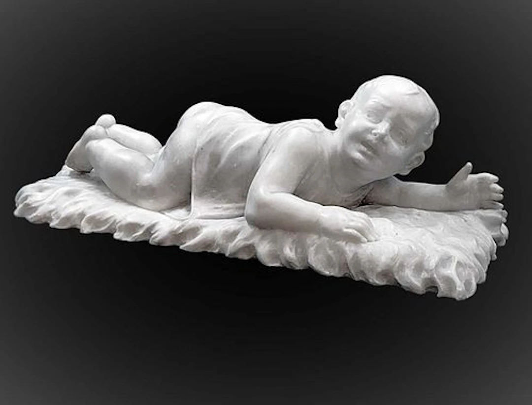 19th Century French White Marble Cupid