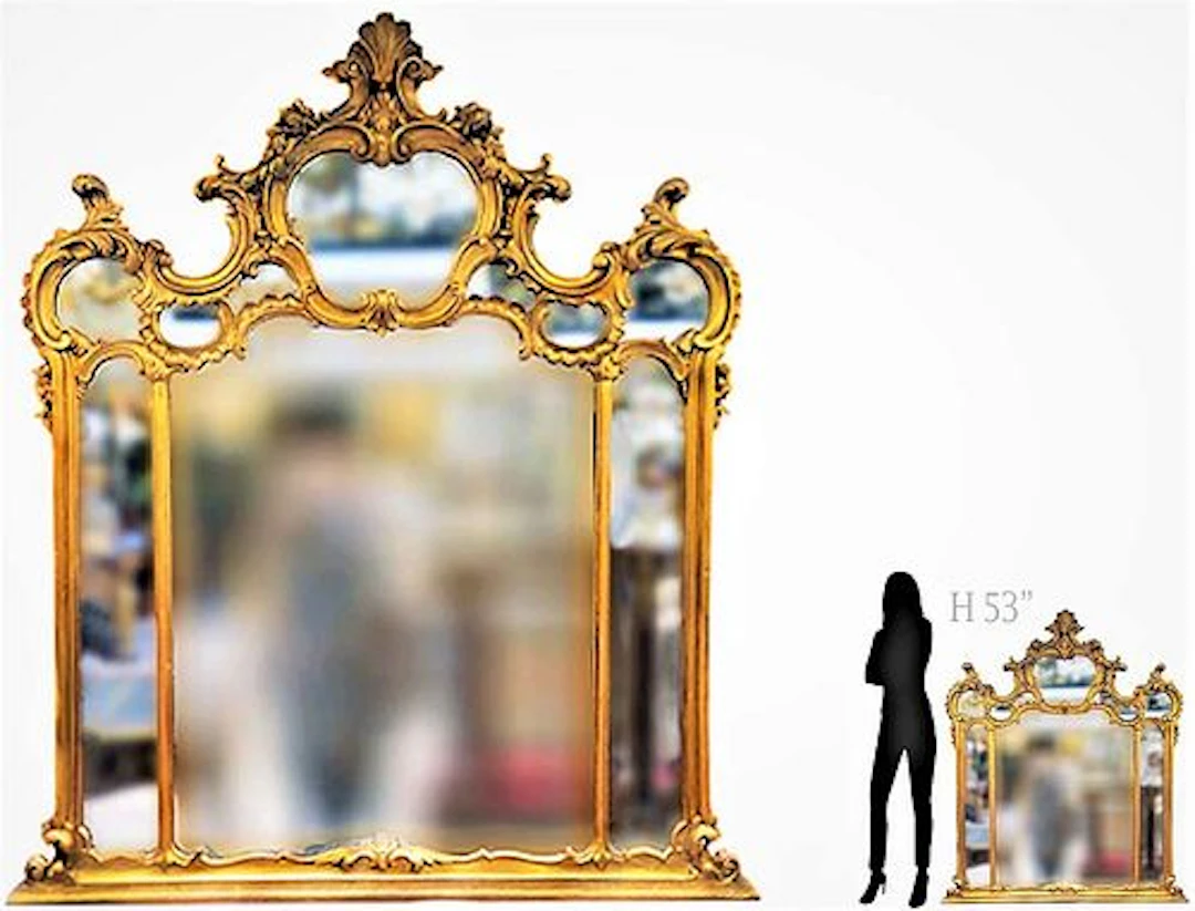 Large 19th C. Gilt Wood Over Mantel Wall Mirror