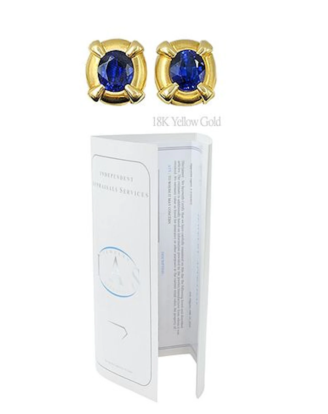 18K Yellow Gold With Deep Royal Blue Sapphire Women's Earrings