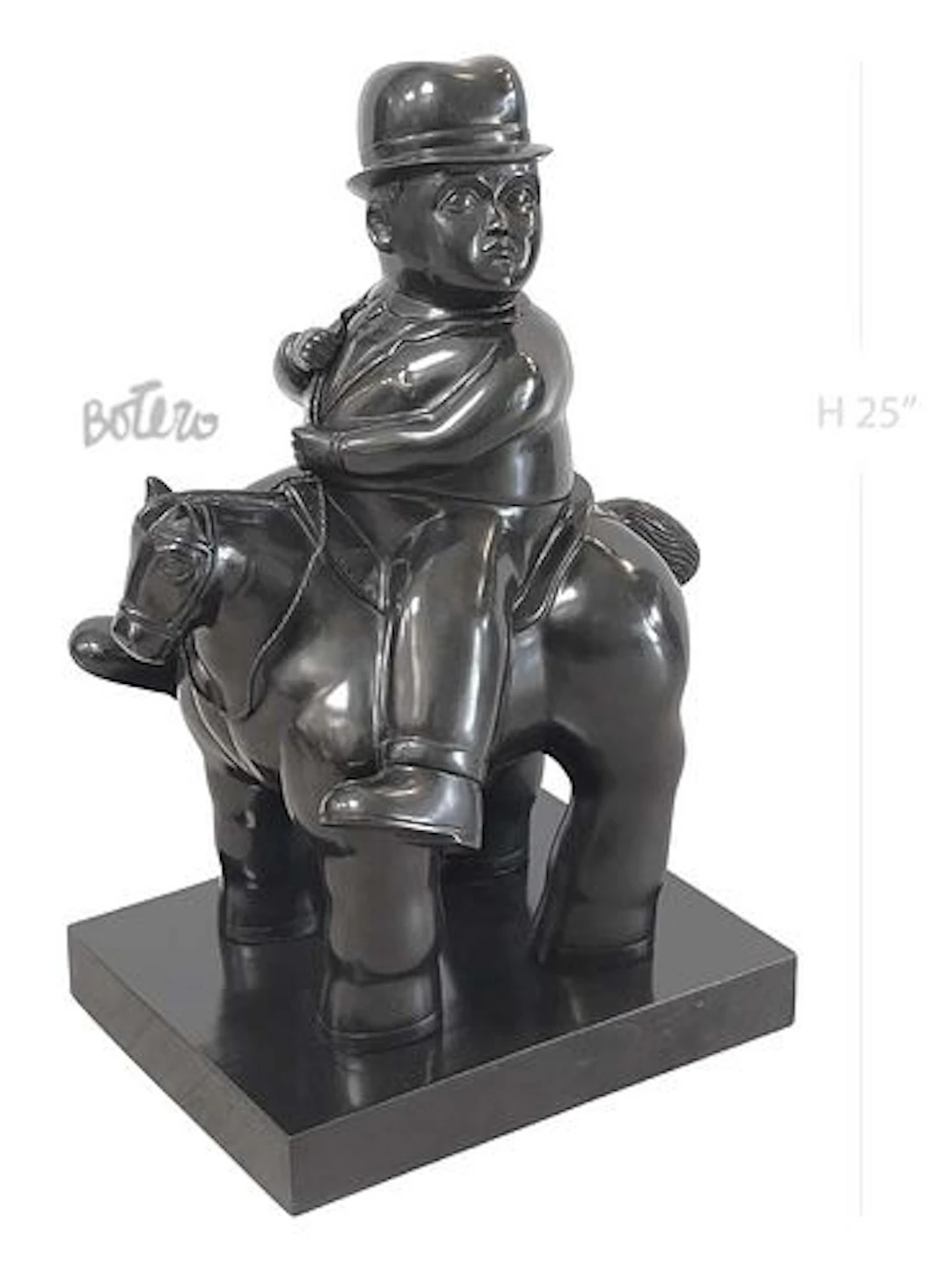 Large F. Botero 'Man On Horse' Bronze Sculpture