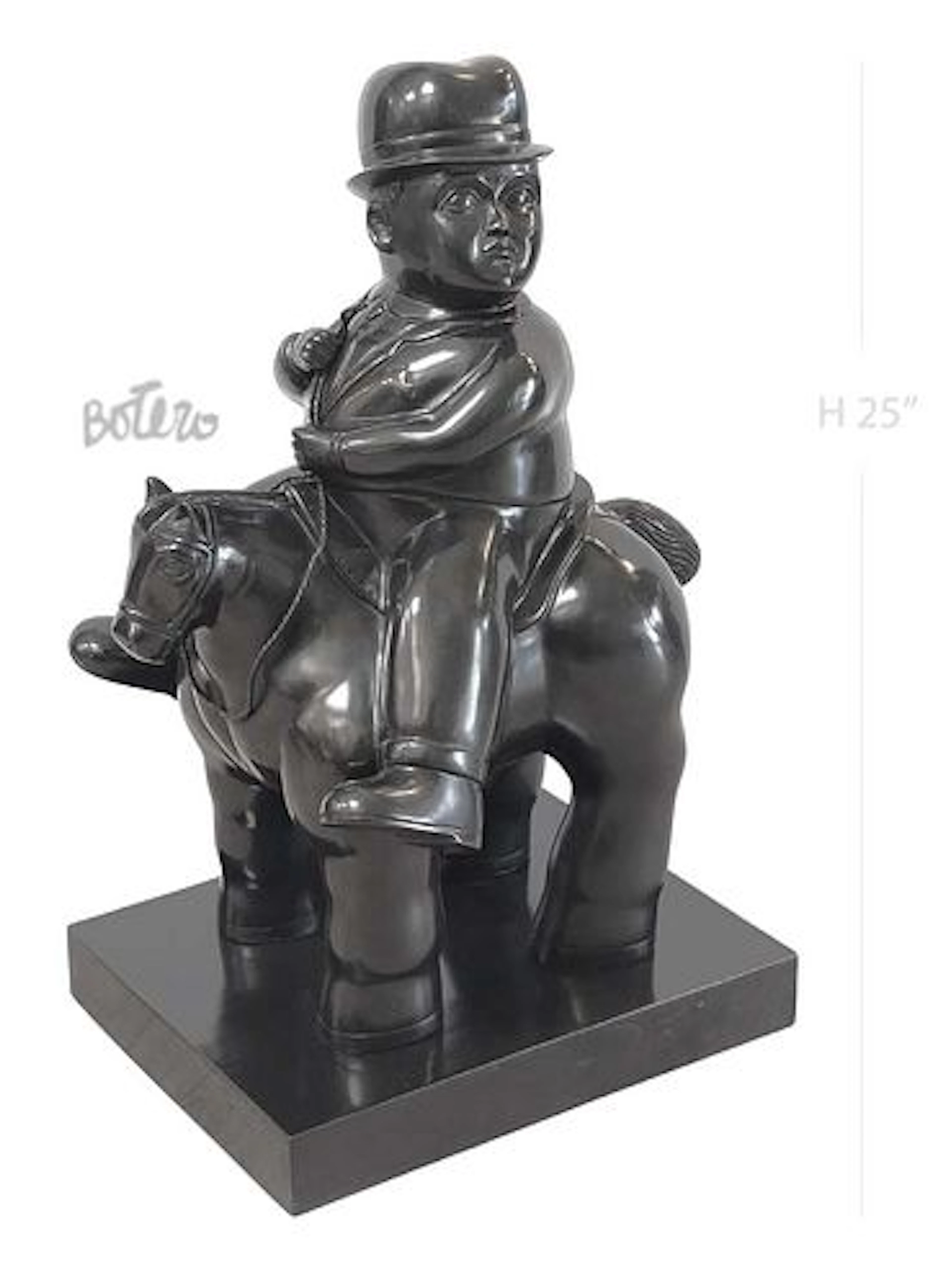Large F. Botero 'Man On Horse' Bronze Sculpture
