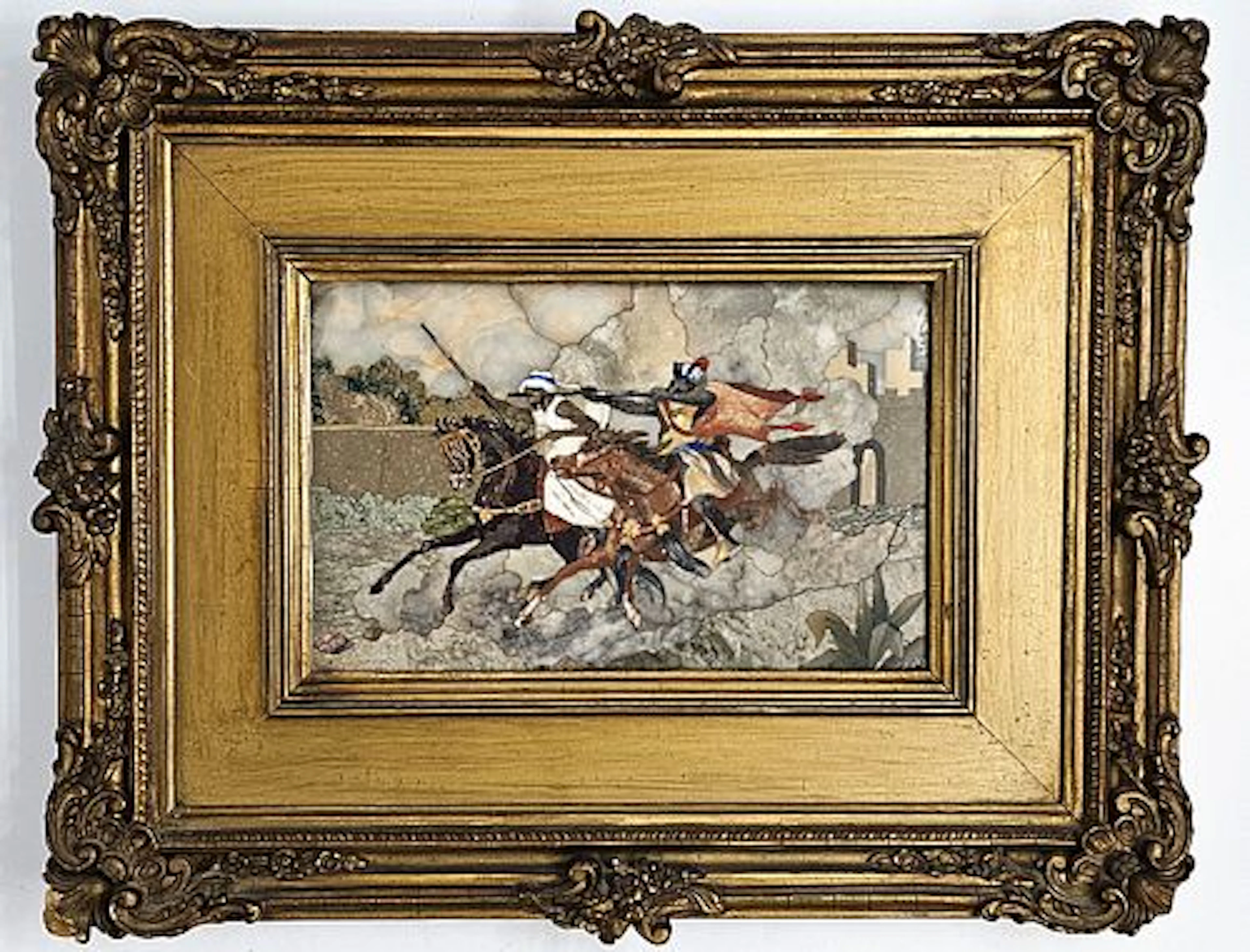 19th C. Italian Orientalist Pietro Dura Plaque, Framed