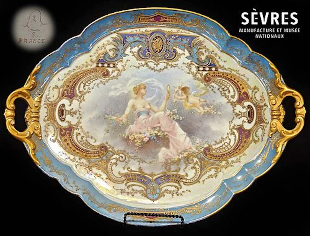 19th C. French Hand Painted Sevres Tray