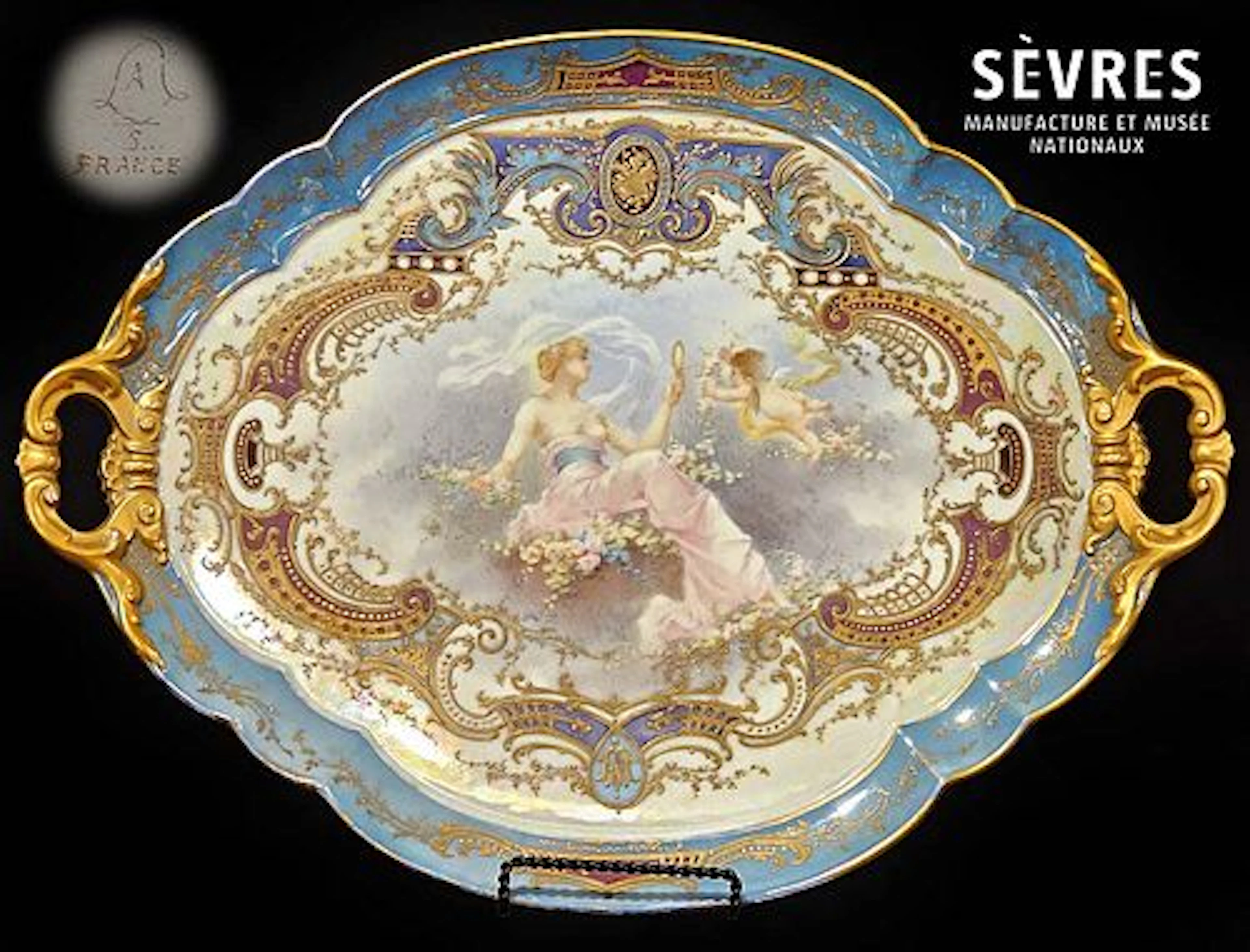 19th C. French Hand Painted Sevres Tray