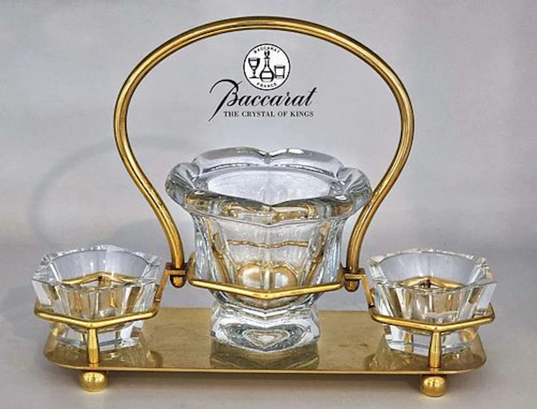 Baccarat Glass Condiment Caddy Bowl Set
