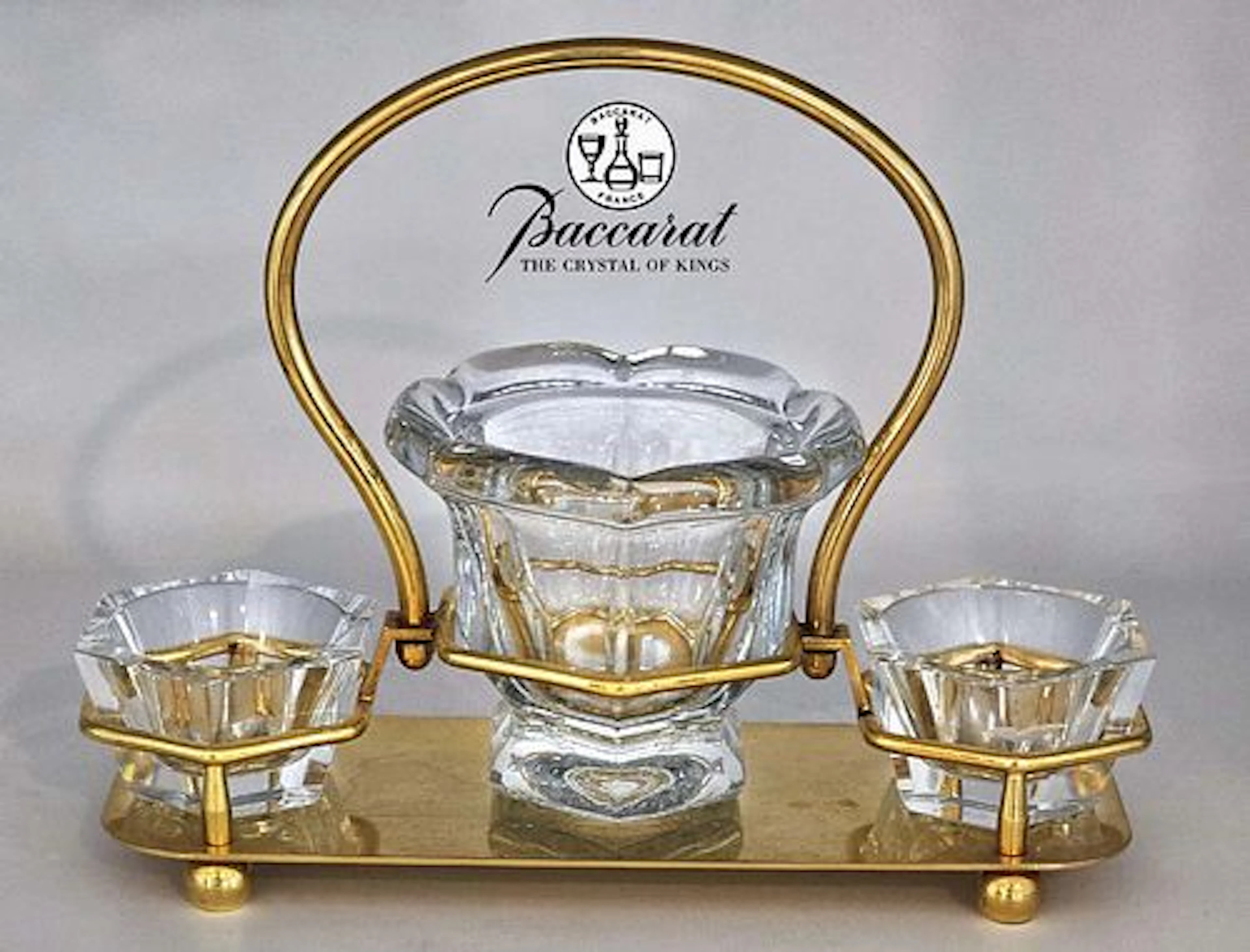 Baccarat Glass Condiment Caddy Bowl Set