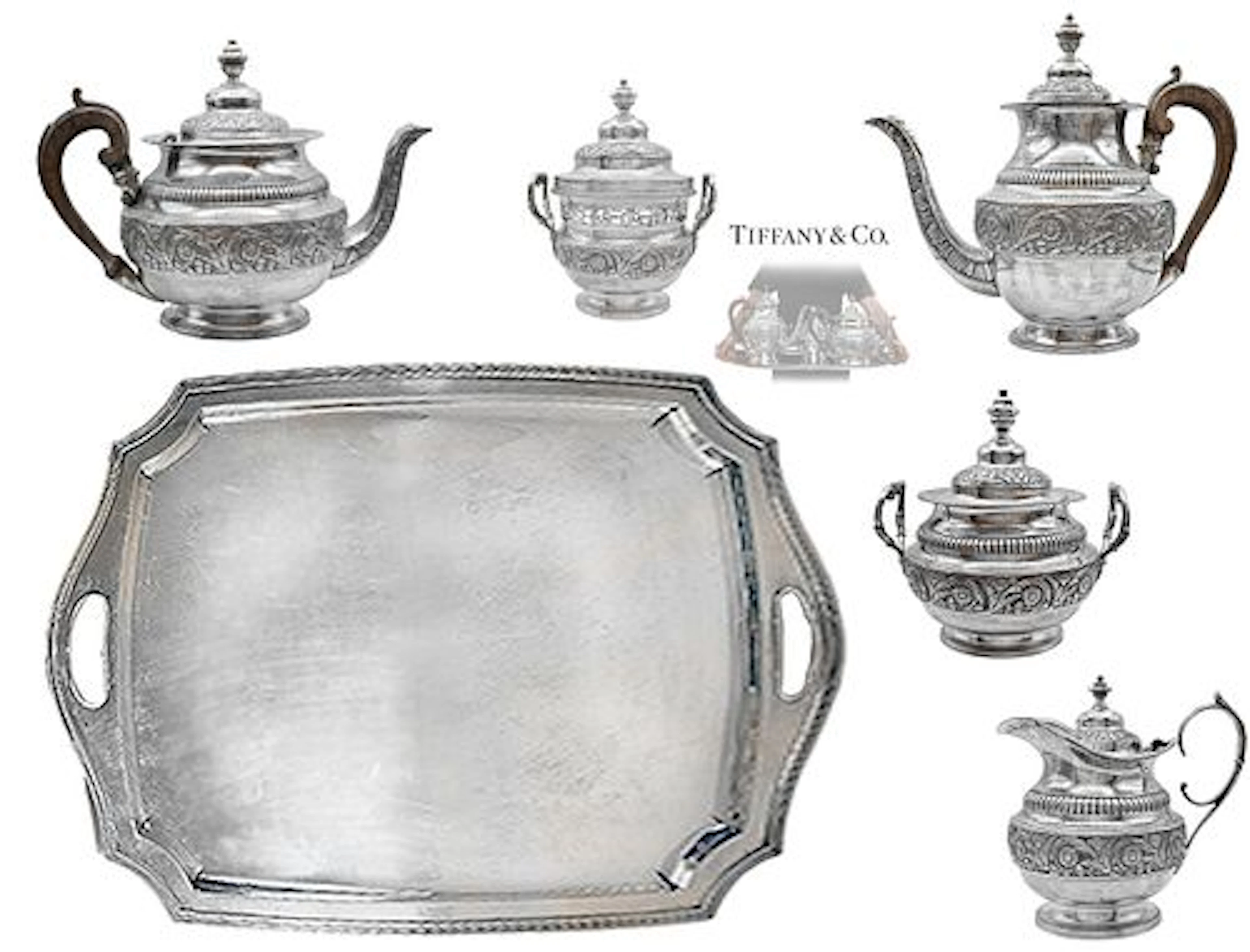 Large, Heavy Late 19th C. Tiffany & Co. Sterling Silver (8,260g) Six-Pieces