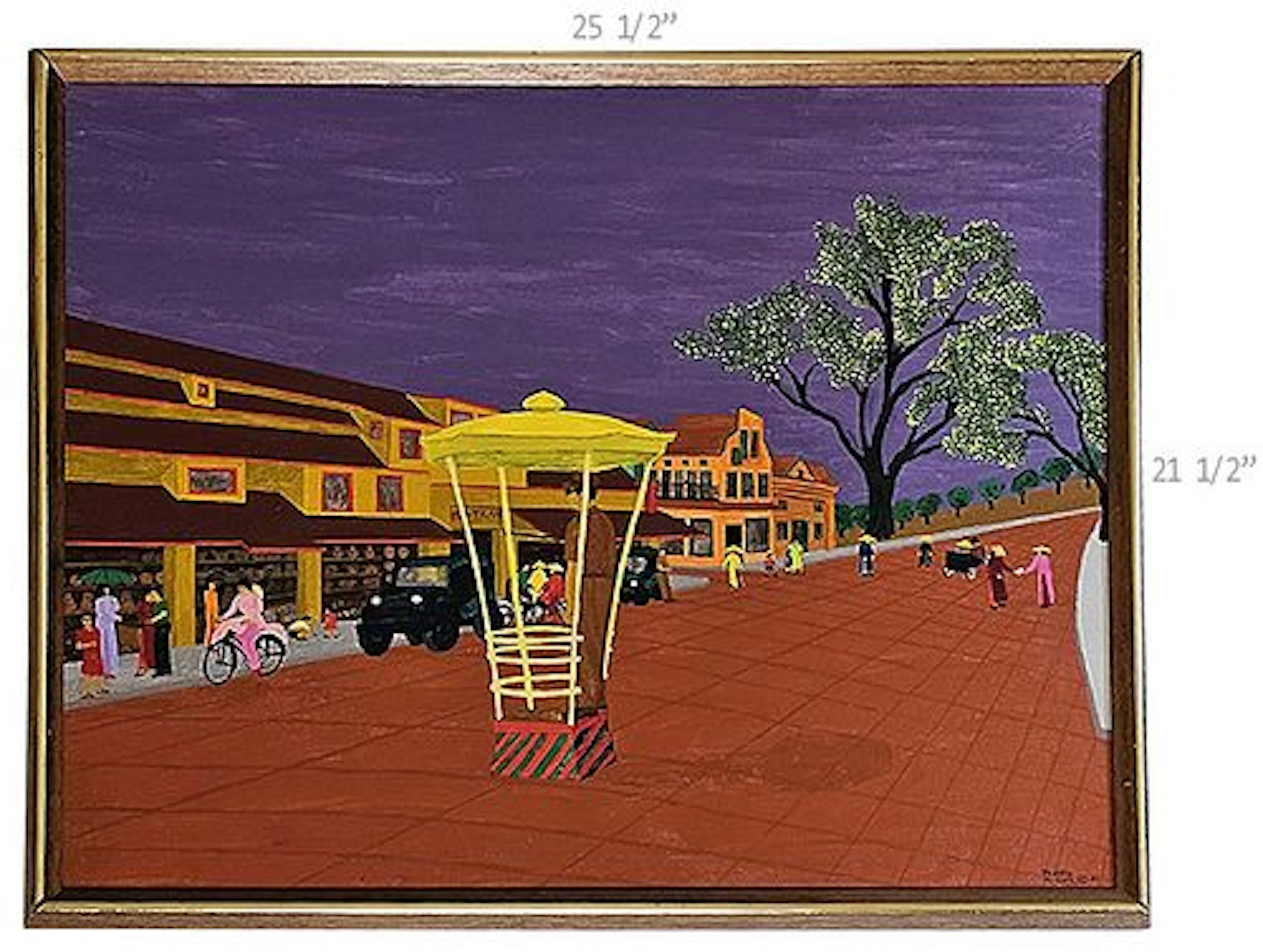 Oil On Canvas Modern Street Painting 'Traffic' Circa 1981, Signed By Cole