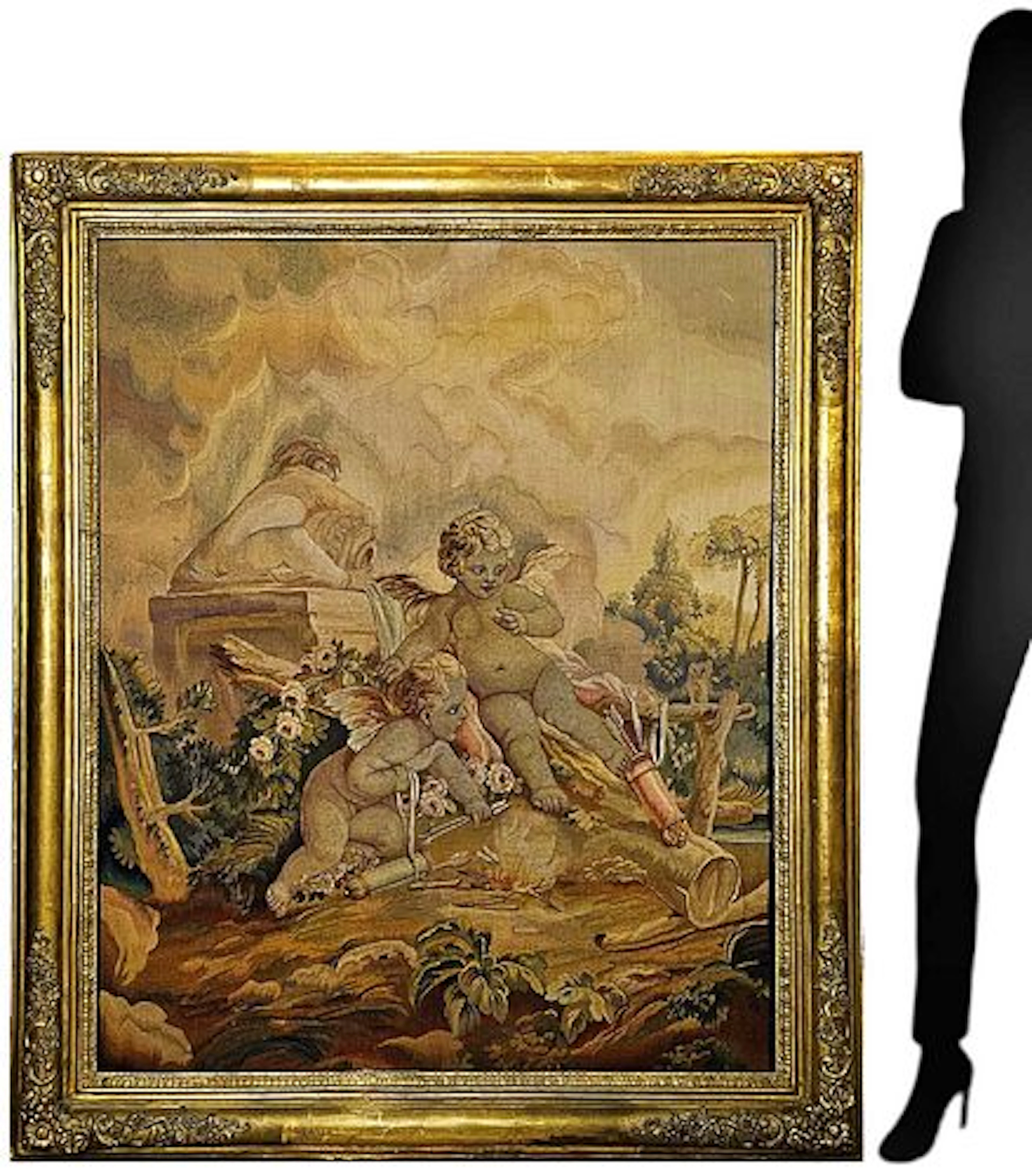 Large 19th C. French Framed Tapestry