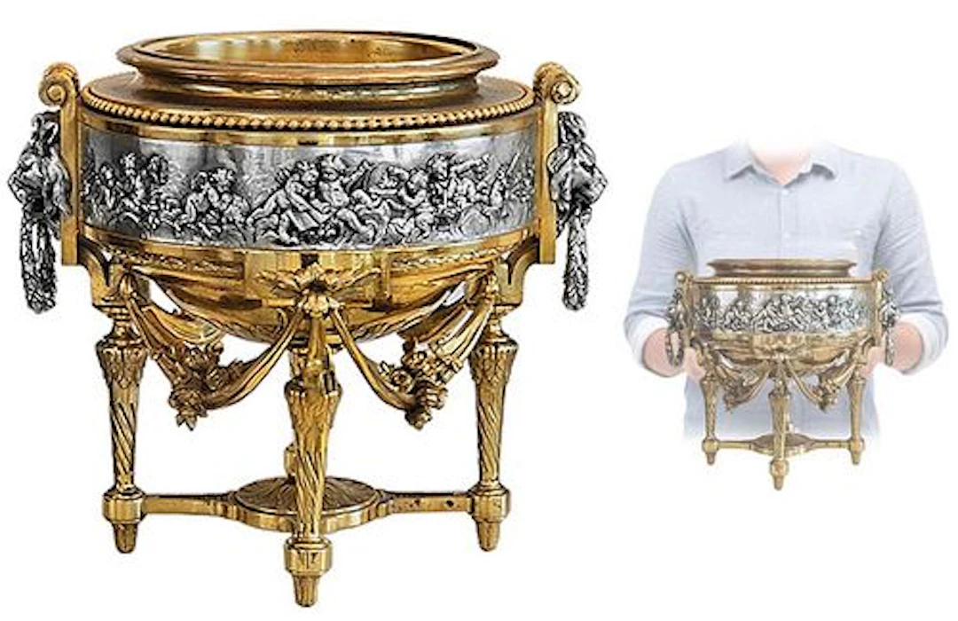 19th C. French Bronze Figural Jardiniere Vase