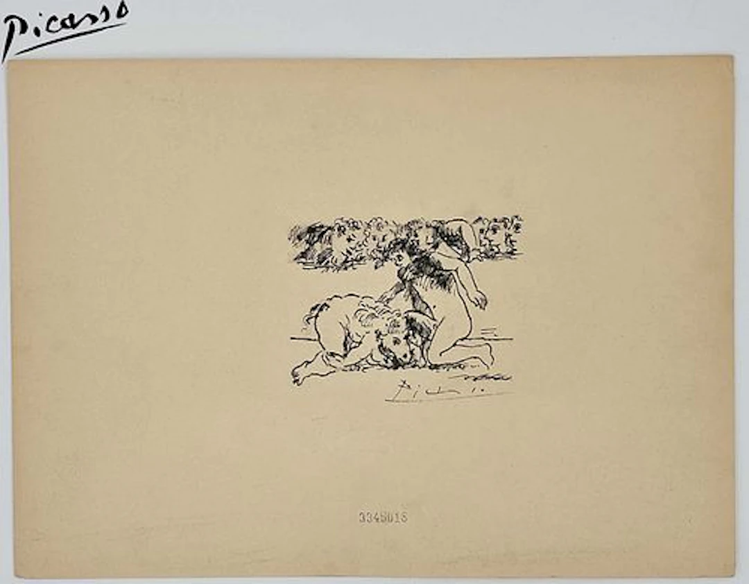 Picasso 'Minotauro Vencldo' Etching Lithography Print, Signed