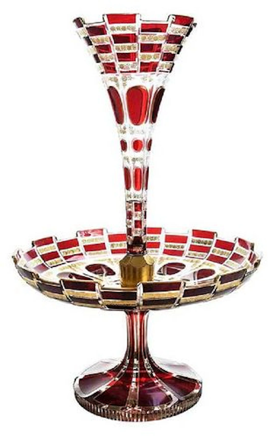 19th C. Bohemian Git Glass Epergne