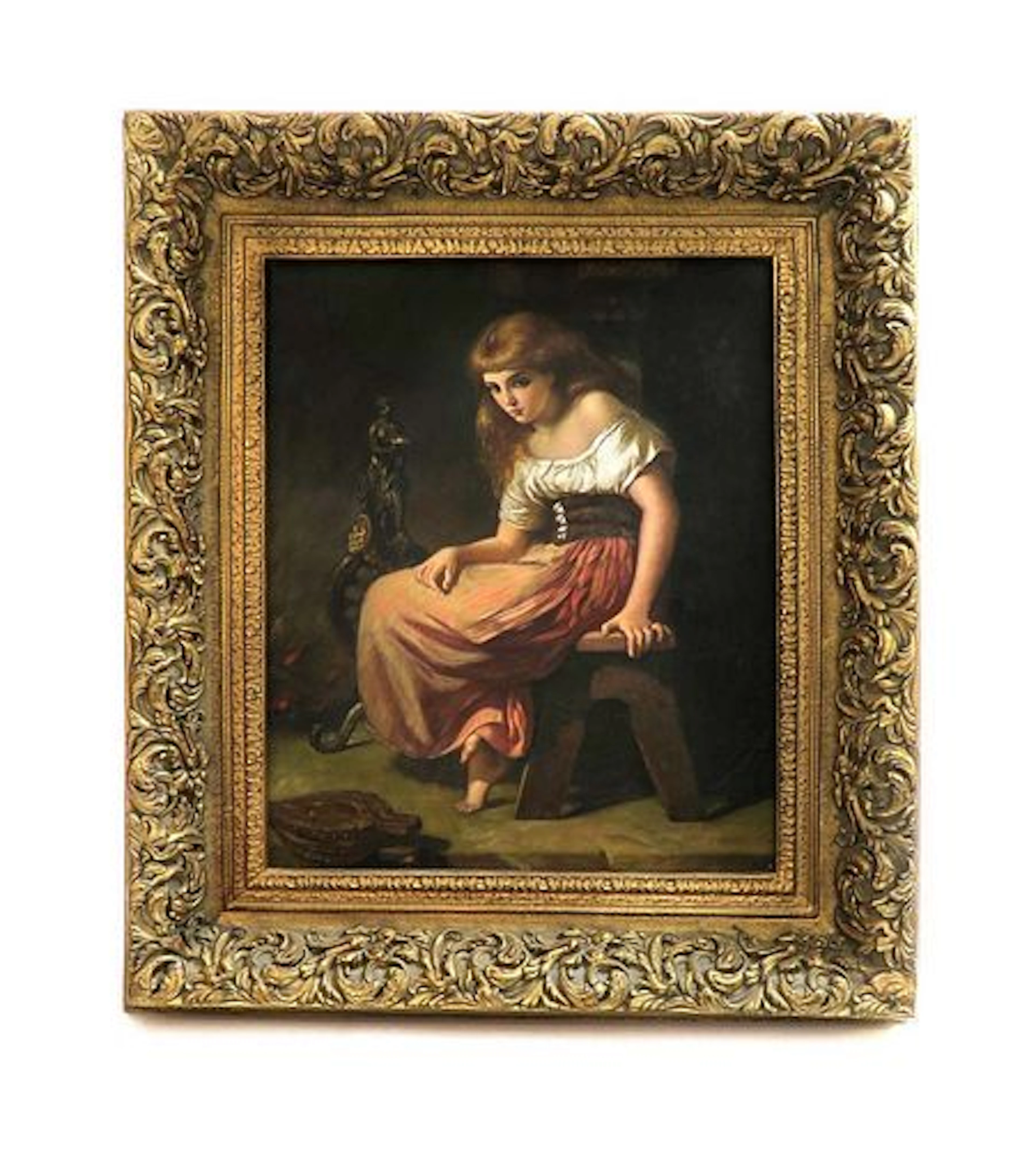 19th C. Oil on Canvas of Woman Sitting