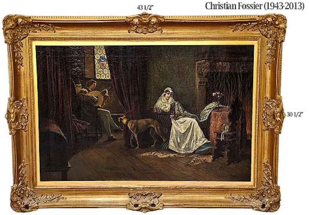 Large Oil On Canvas 'Afternoon Request' By French Christian Fossier