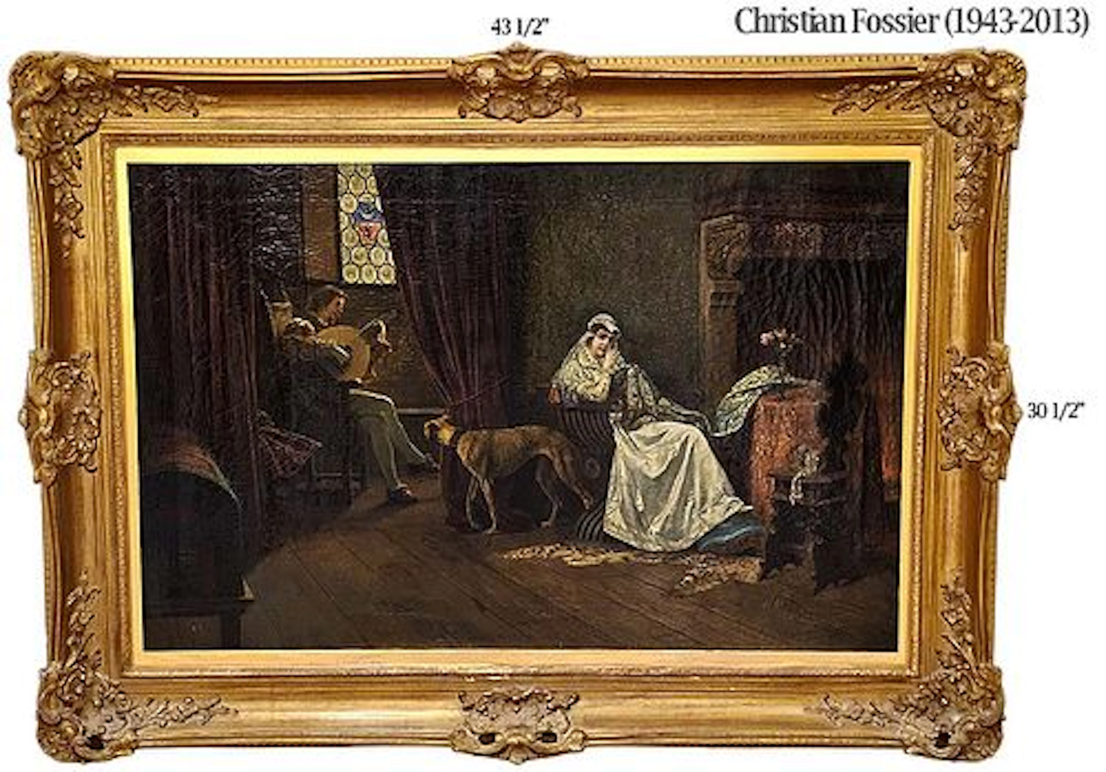 Large Oil On Canvas 'Afternoon Request' By French Christian Fossier