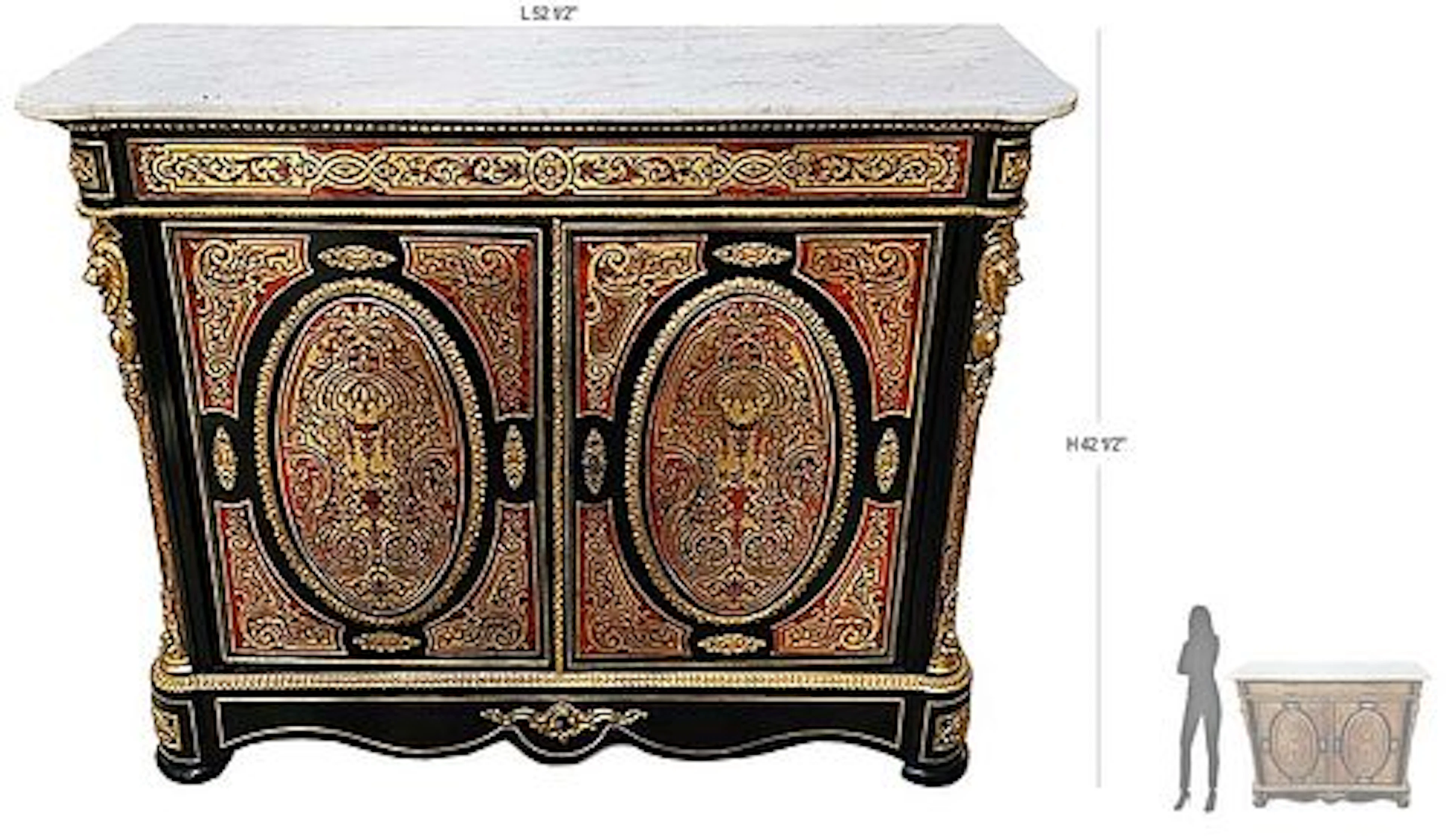 19th Century French Figural Bronze Boulle Cabinet
