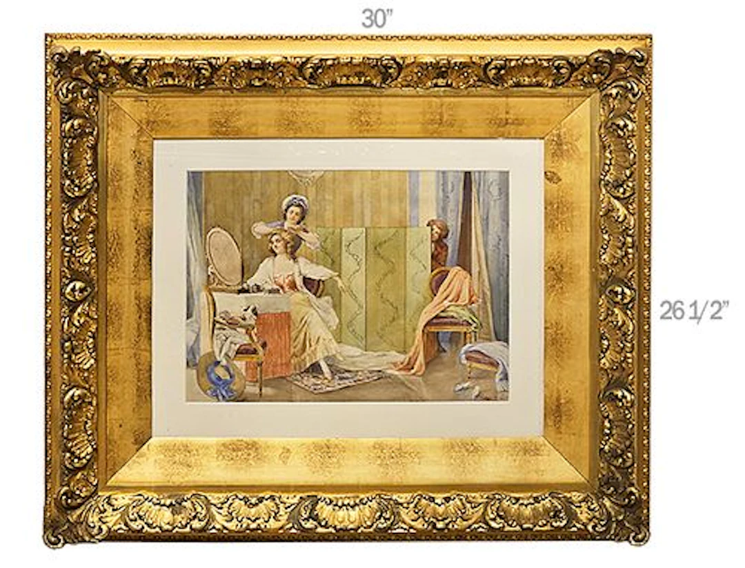 19th C. French Watercolor Painting Signed By Valerio