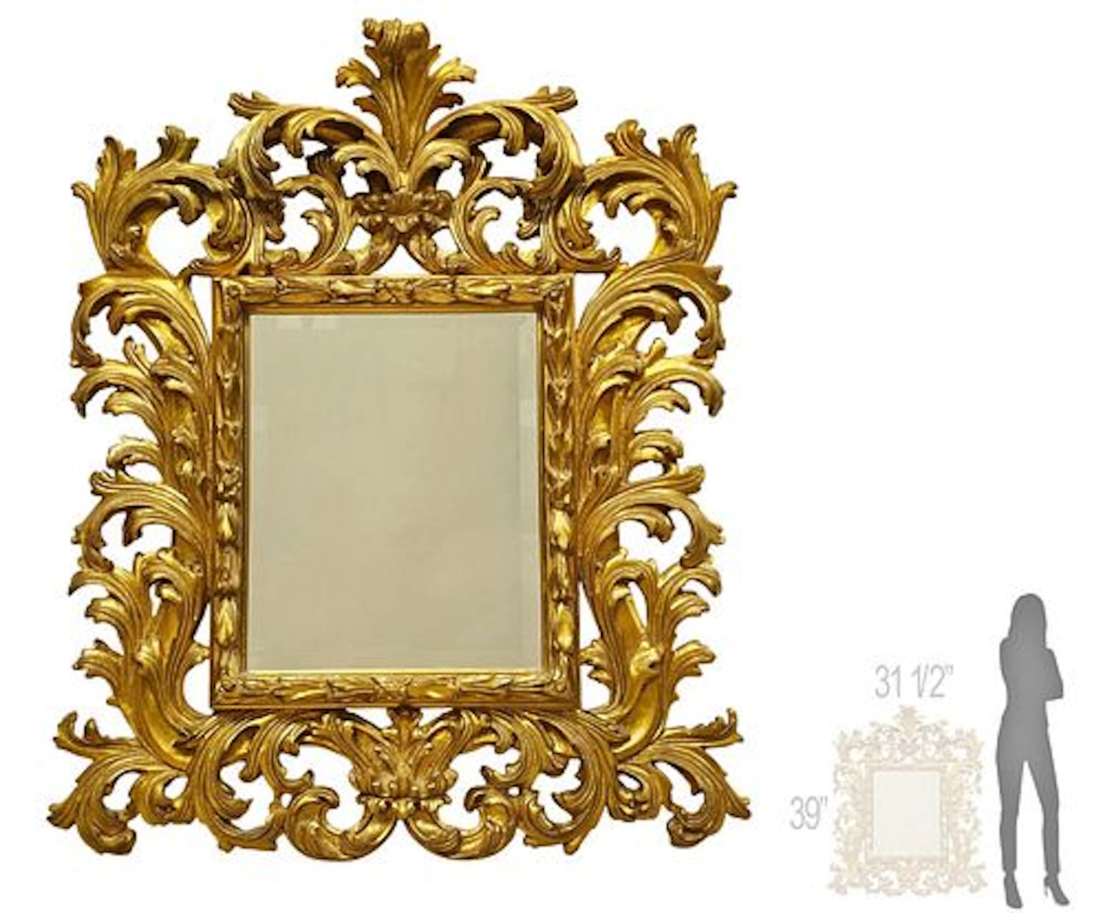 Large 19th C. Italian Rococo Giltwood Mirror