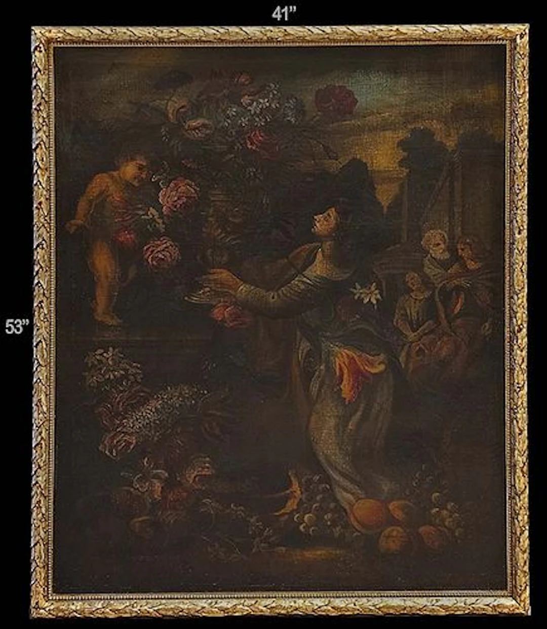 Large 19t C. Religious 'Still Life' Oil On Canvas Painting