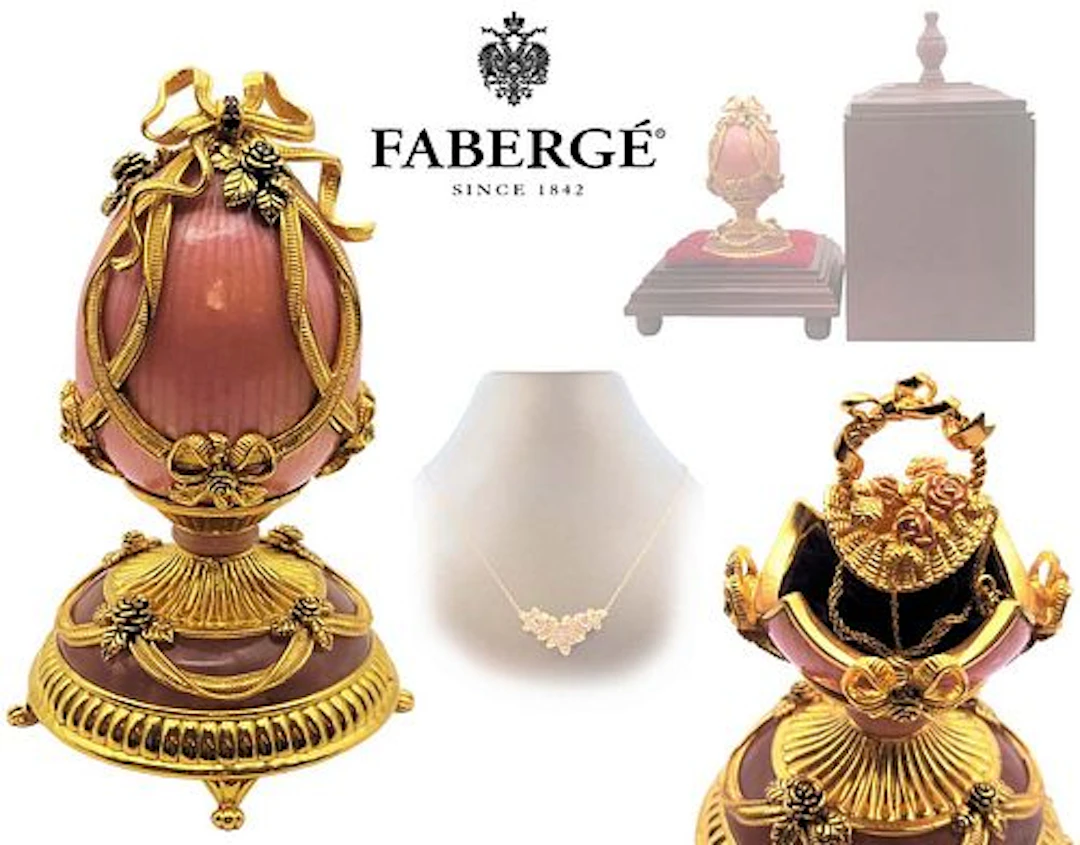 House Of Faberge Sterling Silver 'Rose Bouquet Egg' With Wearable
