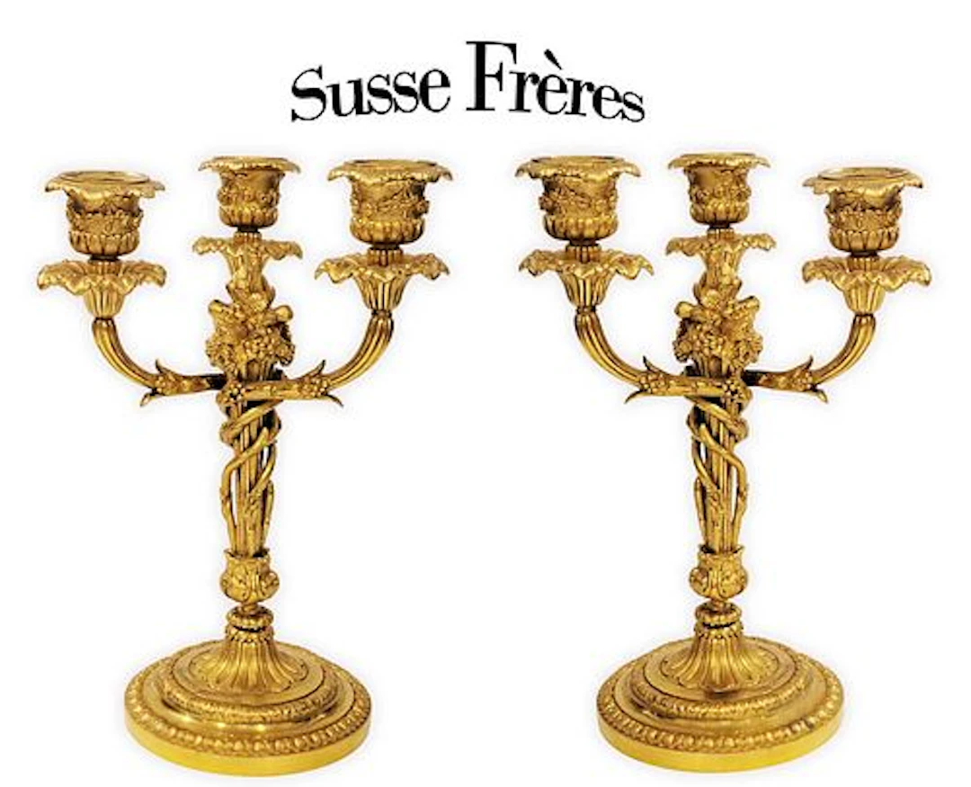 Pair Of 19th Century French Gilt Bronze Susse Freres Candelabras