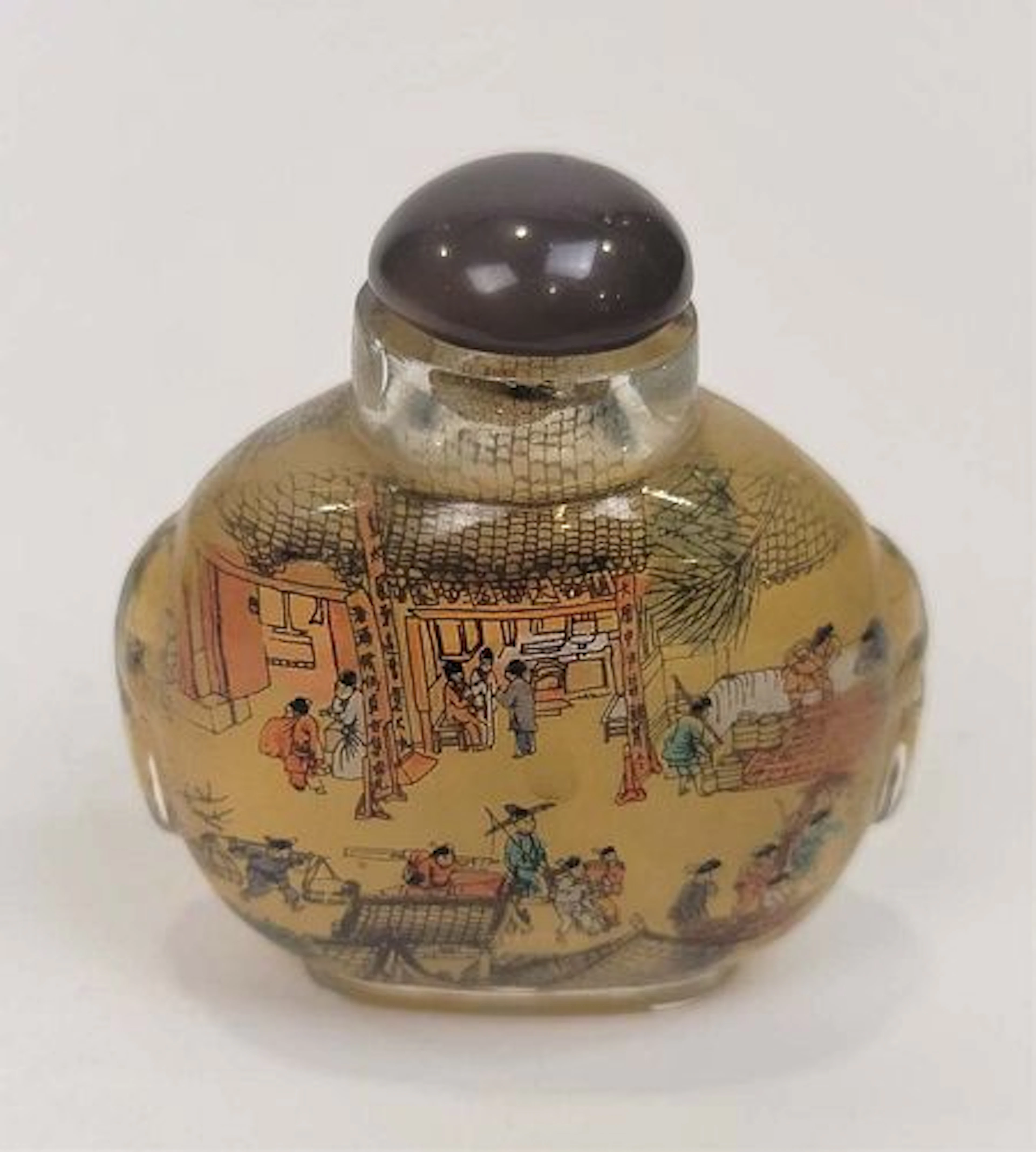 Chinese Hand Painted Oval Snuff Bottle