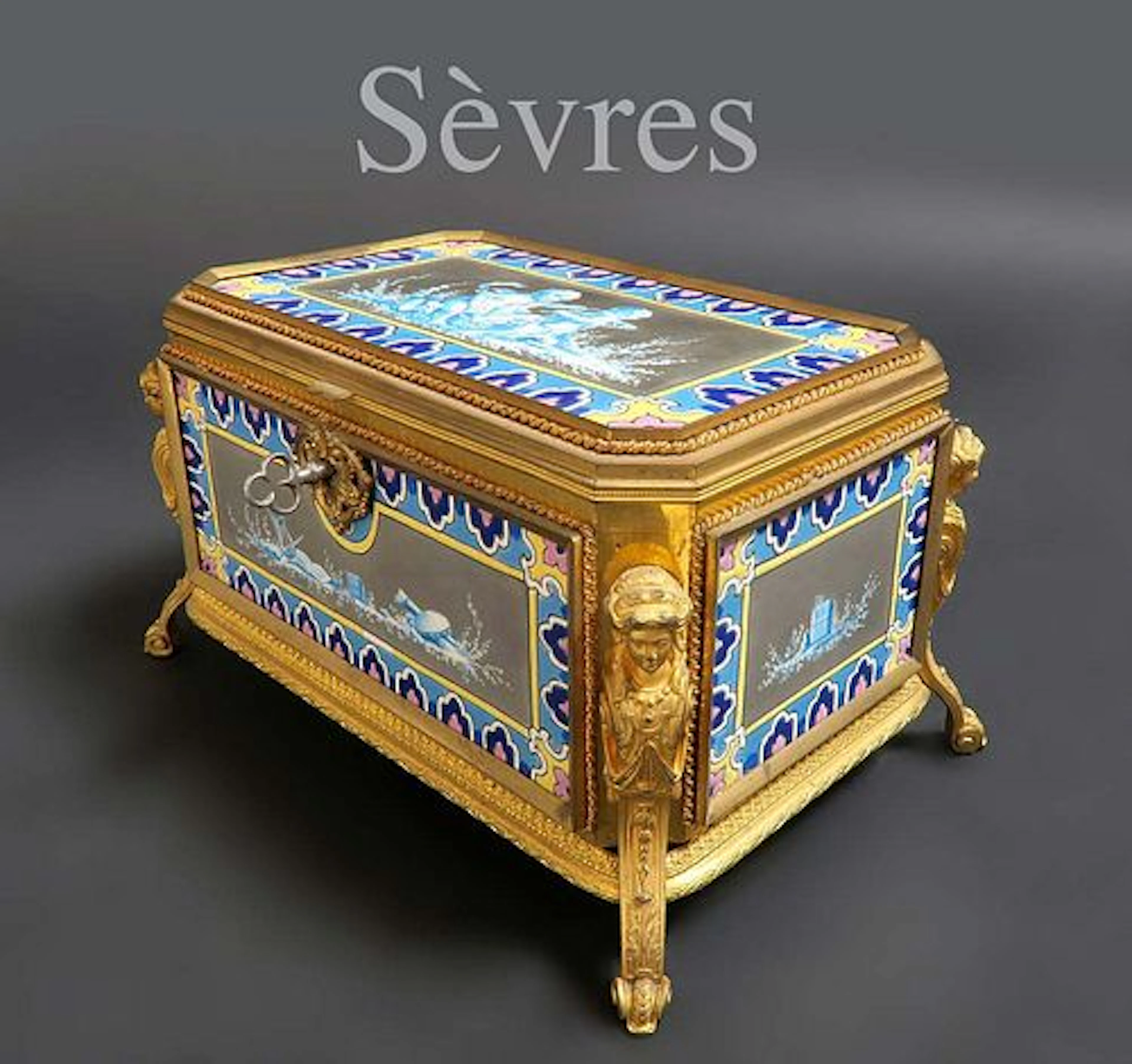 19th Century Figural Bronze Sevres Jewelry Box