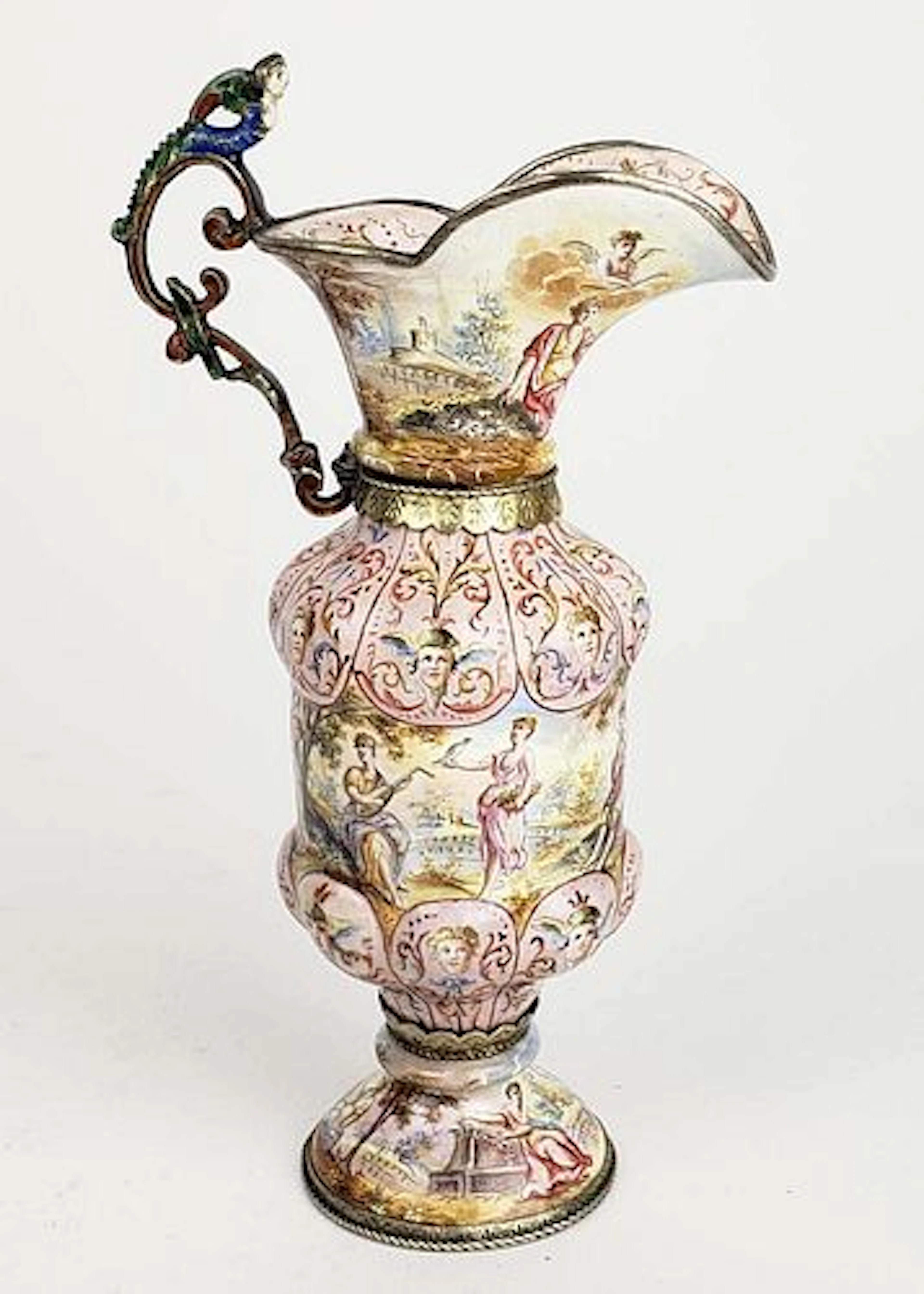 19th C. Viennese Enamel on Silver Vase