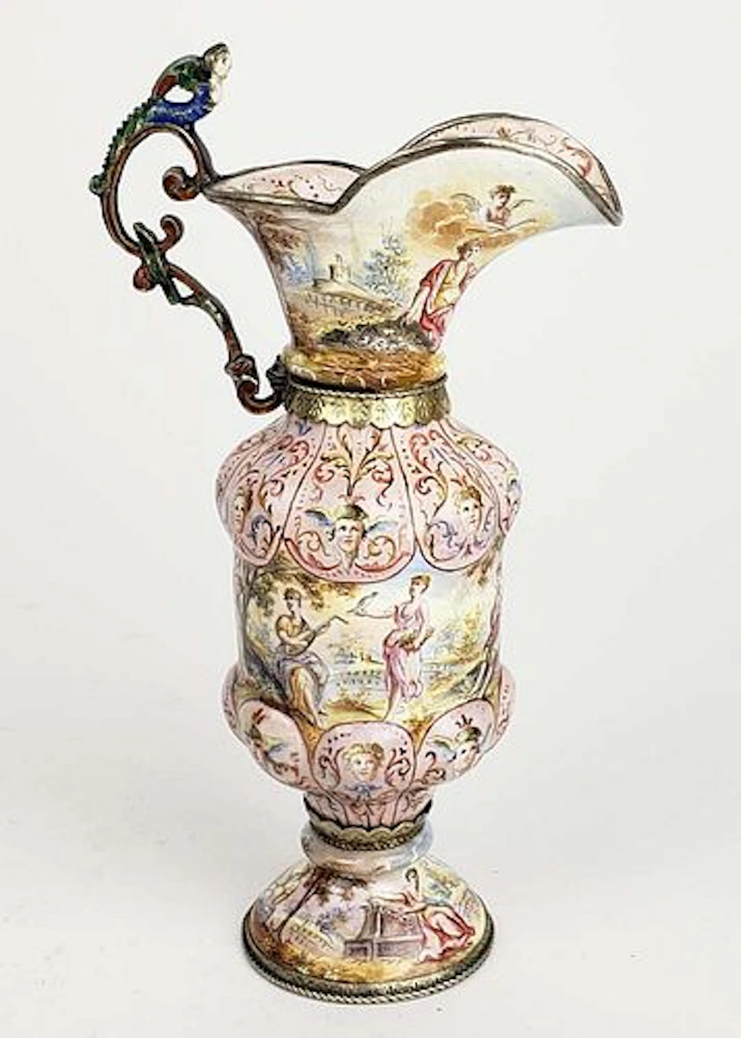 19th C. Viennese Enamel on Silver Vase