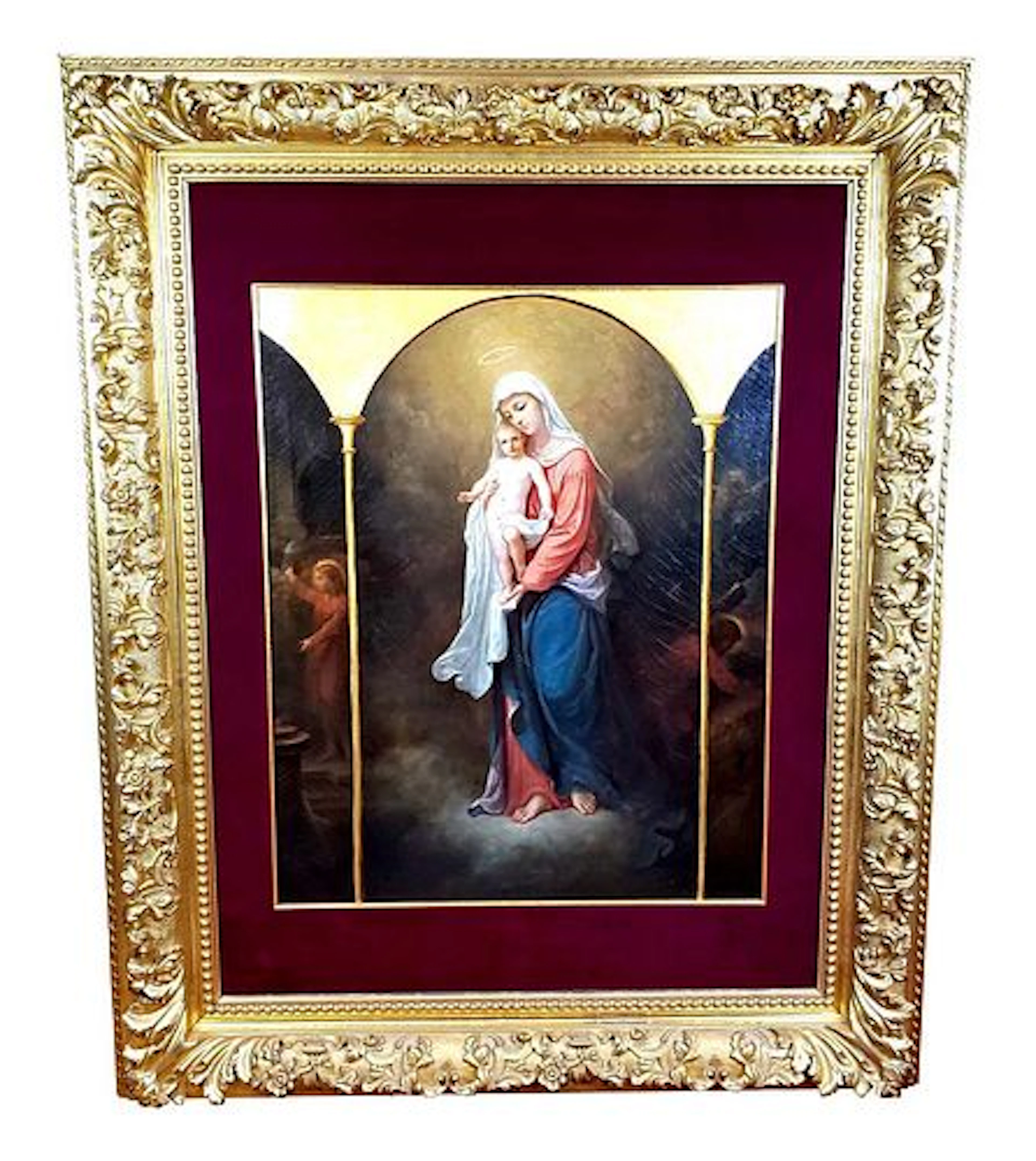 Monumental 18th C. Oil on Canvas of Mary & Jesus
