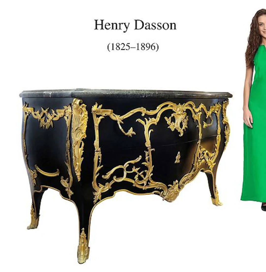Henry Dasson Ormolu Bronze / Marble Commode, 19th C.