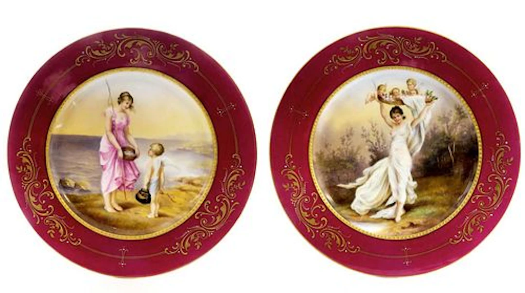 A Pair Of 19th C. Royal Vienna Hand Painted Plates