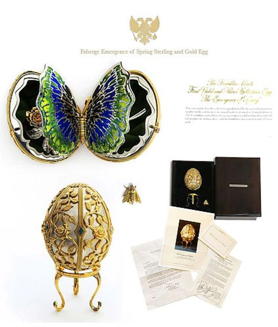Faberge Emergence of Spring Sterling and 18K Gold Egg